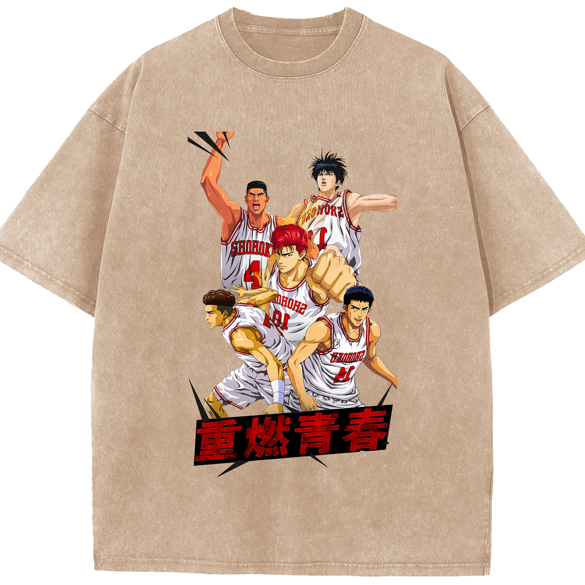 （画像用） SLAM DUNK／スラムダンク 綿100% ヴィンテージ風 半袖Tシャツ（フロントプリント）