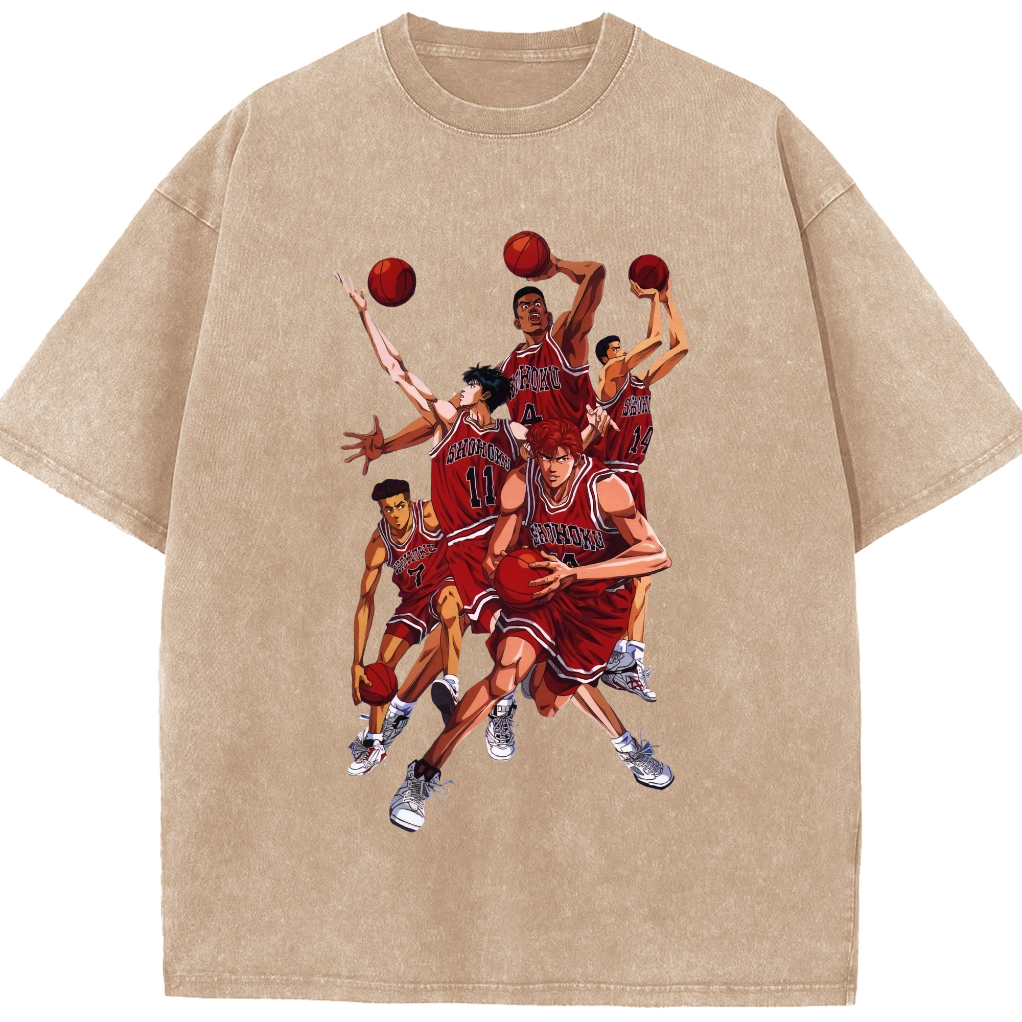 （画像用） SLAM DUNK／スラムダンク 綿100% ヴィンテージ風 半袖Tシャツ（フロントプリント）
