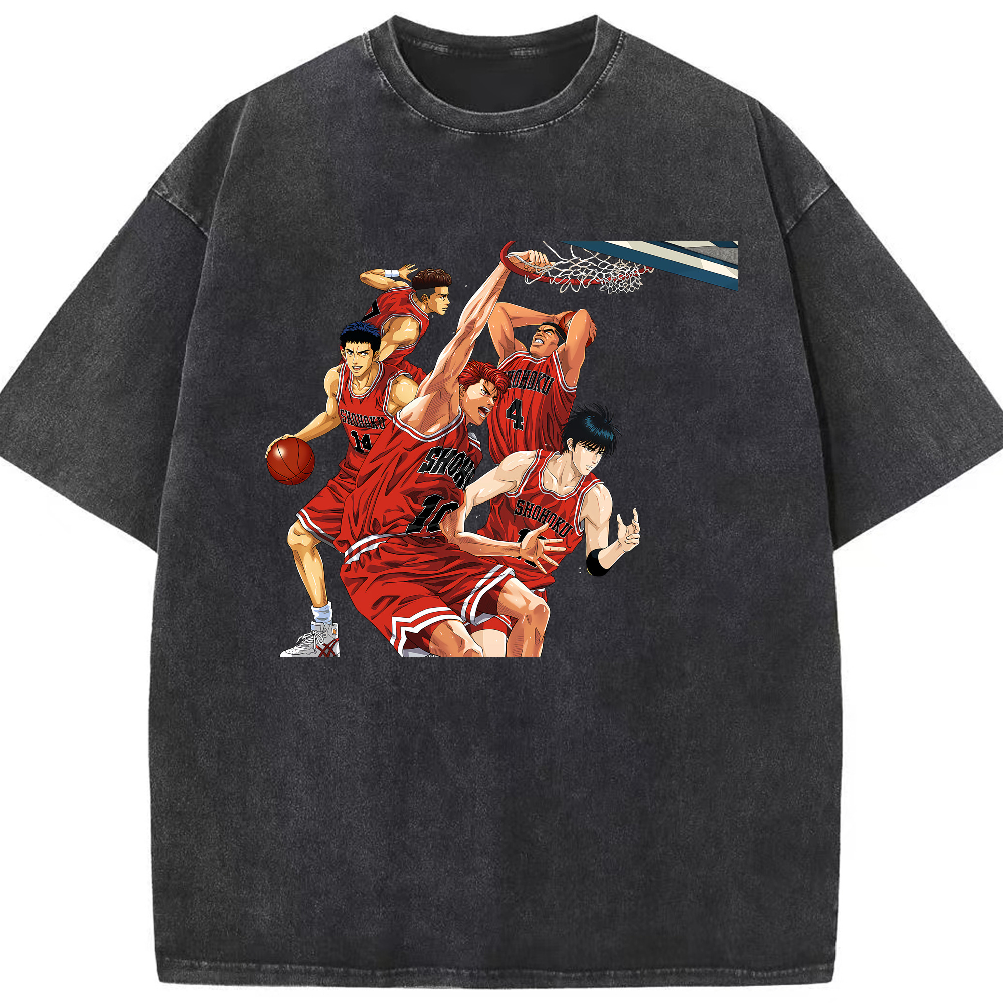 （画像用） SLAM DUNK／スラムダンク 綿100% ヴィンテージ風 半袖Tシャツ（フロントプリント）