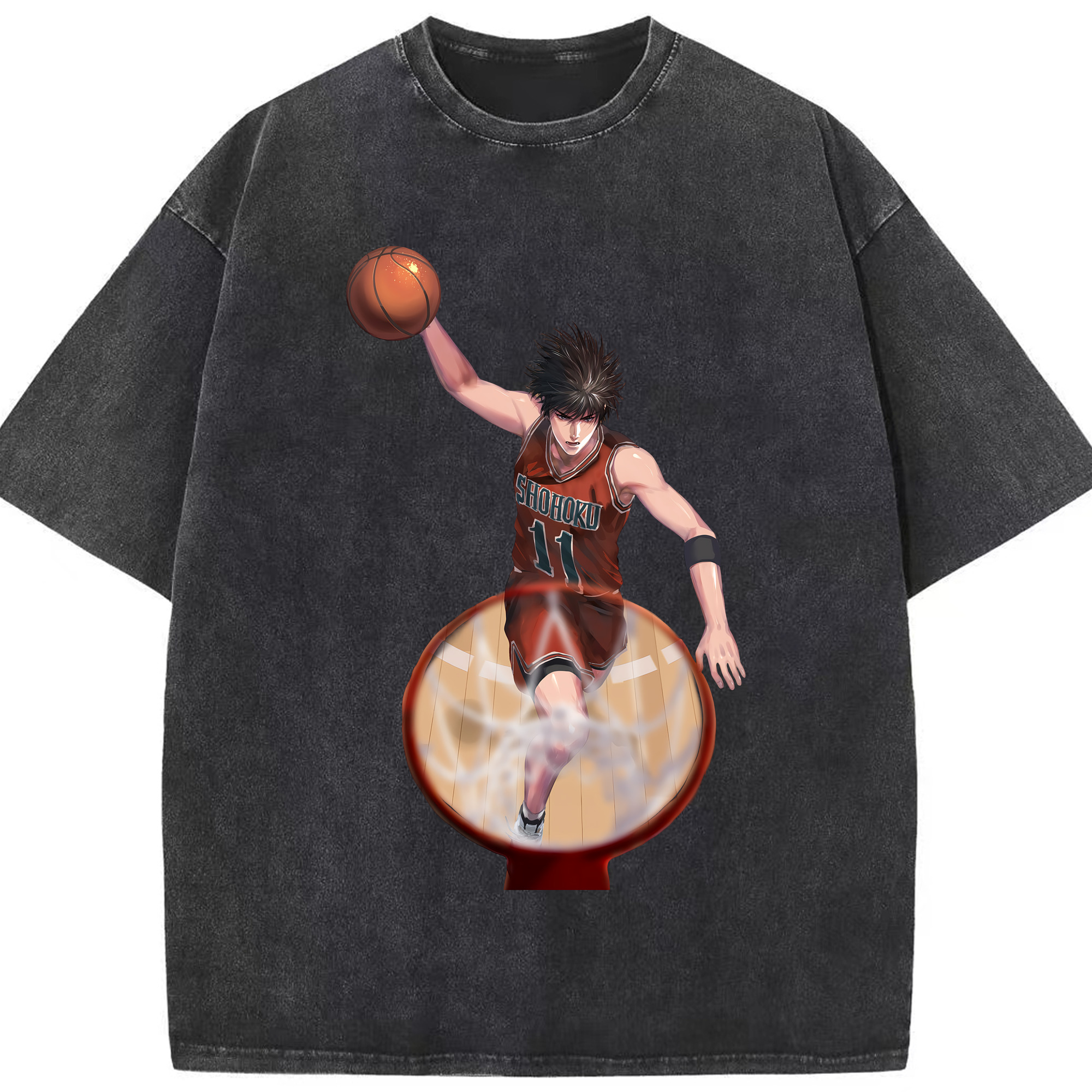 （画像用） SLAM DUNK／スラムダンク 綿100% ヴィンテージ風 半袖Tシャツ（フロントプリント）