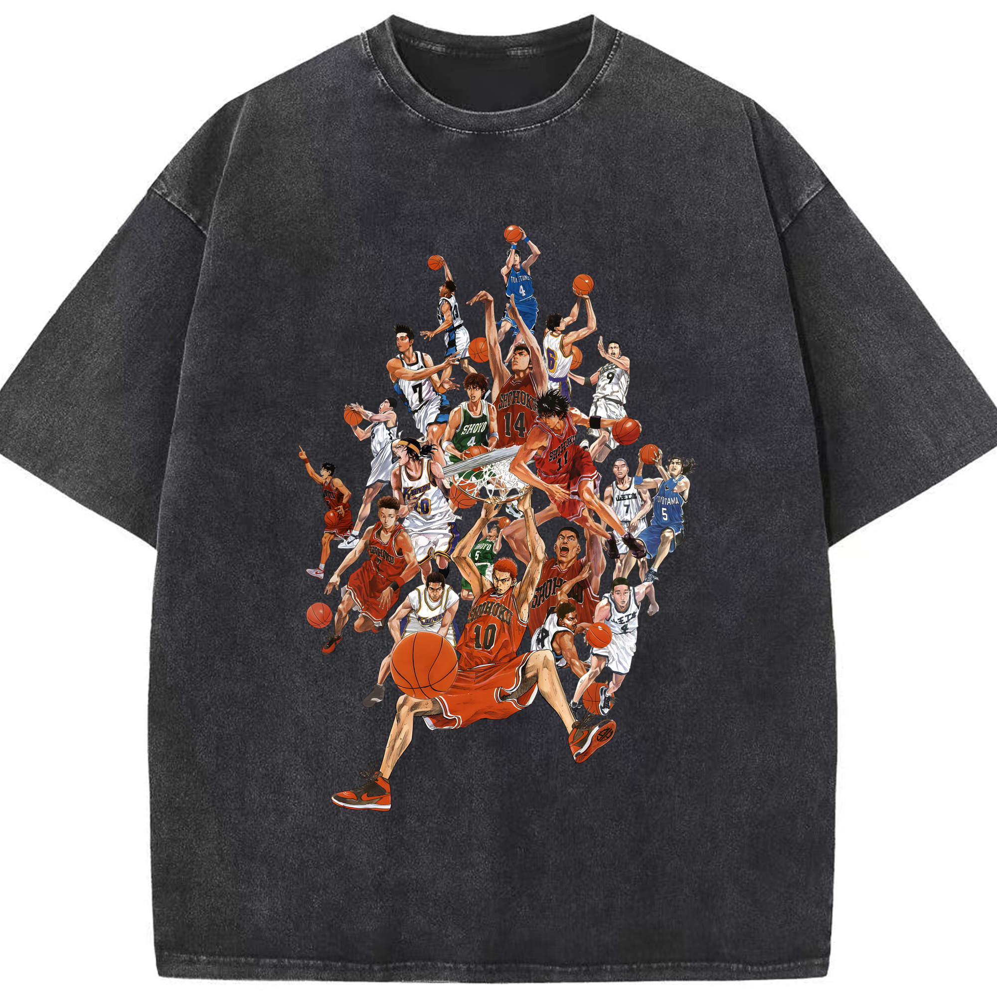 （画像用） SLAM DUNK／スラムダンク 綿100% ヴィンテージ風 半袖Tシャツ（フロントプリント）