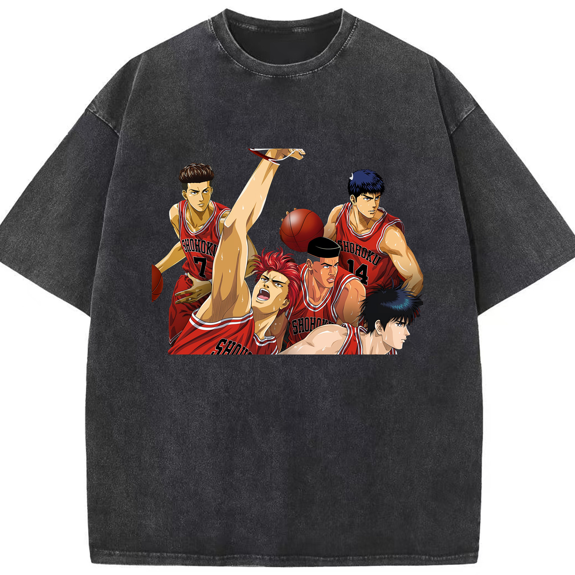 （画像用） SLAM DUNK／スラムダンク 綿100% ヴィンテージ風 半袖Tシャツ（フロントプリント）