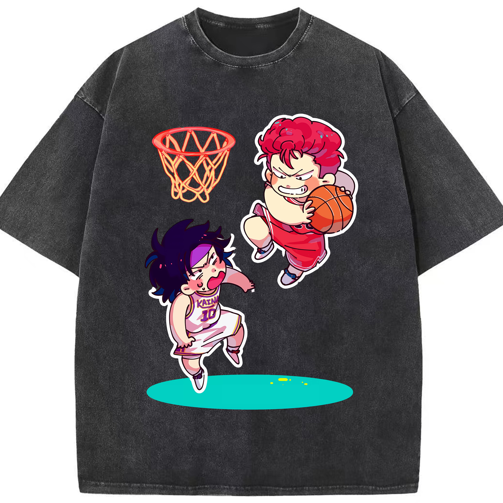 （画像用） SLAM DUNK／スラムダンク 綿100% ヴィンテージ風 半袖Tシャツ（フロントプリント）