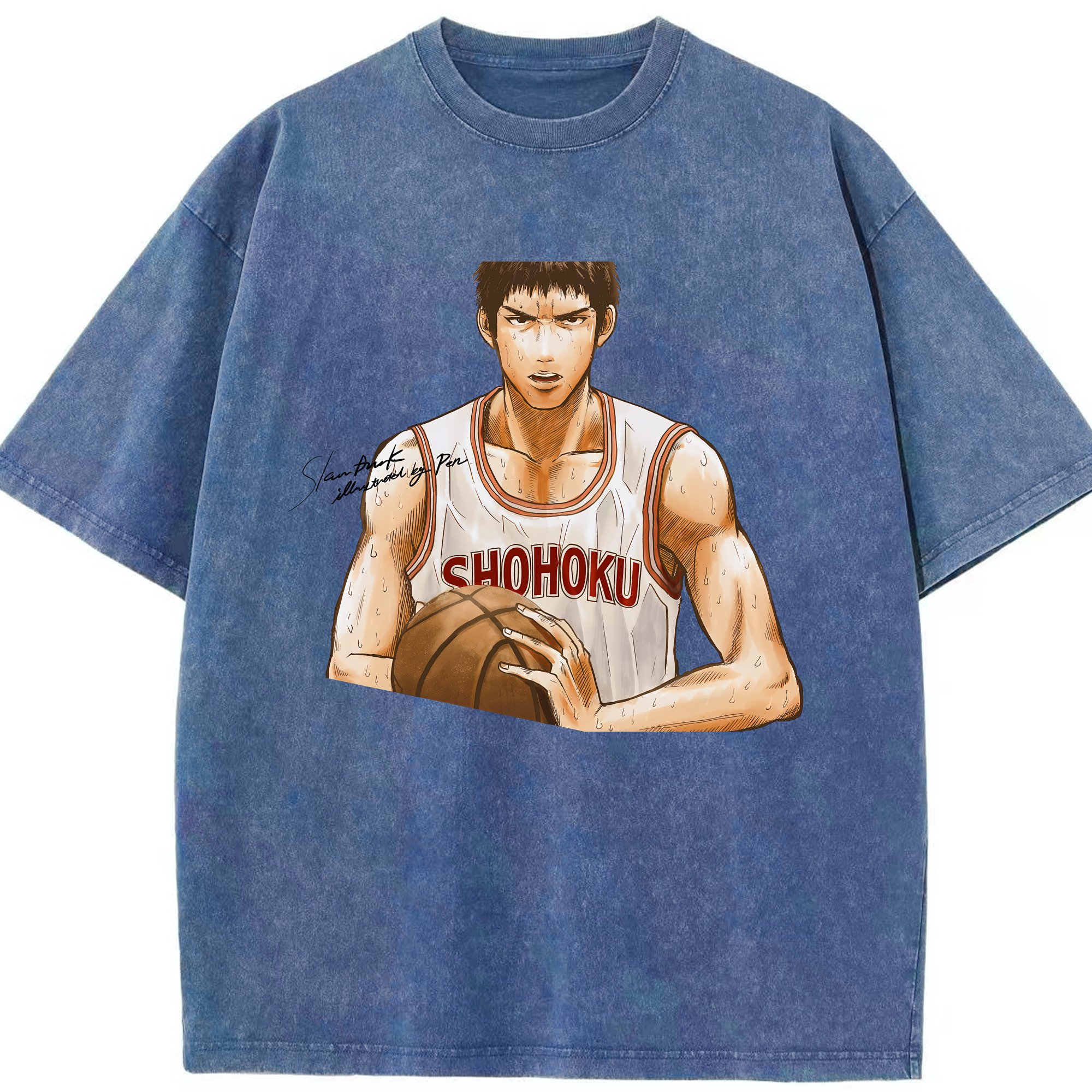 （画像用） SLAM DUNK／スラムダンク 綿100% ヴィンテージ風 半袖Tシャツ（フロントプリント）