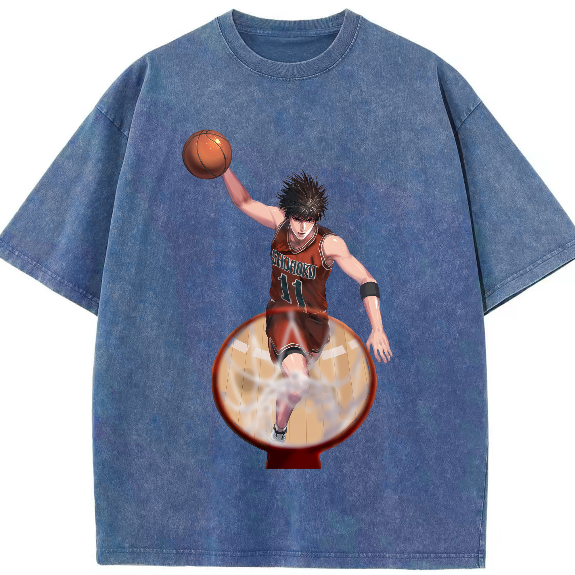 （画像用） SLAM DUNK／スラムダンク 綿100% ヴィンテージ風 半袖Tシャツ（フロントプリント）
