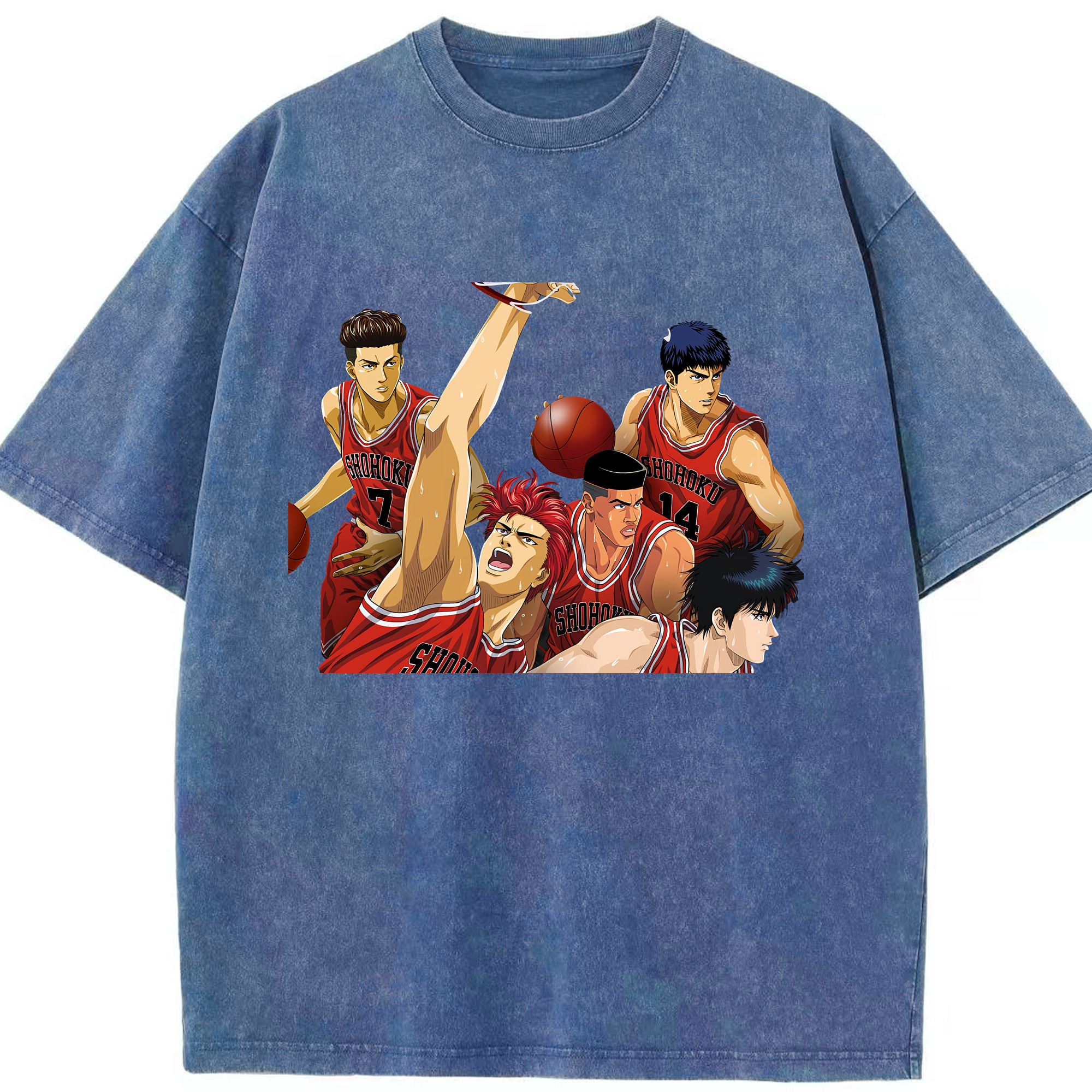 （画像用） SLAM DUNK／スラムダンク 綿100% ヴィンテージ風 半袖Tシャツ（フロントプリント）