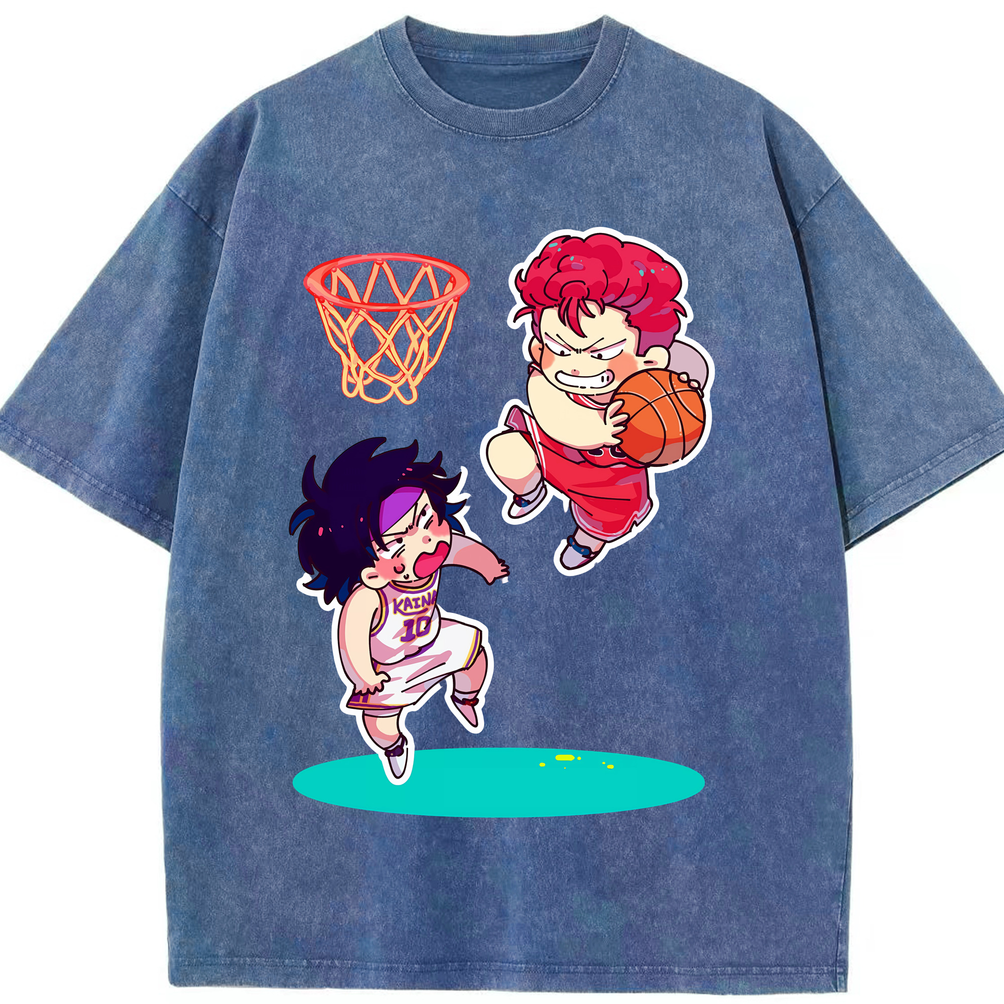 （画像用） SLAM DUNK／スラムダンク 綿100% ヴィンテージ風 半袖Tシャツ（フロントプリント）