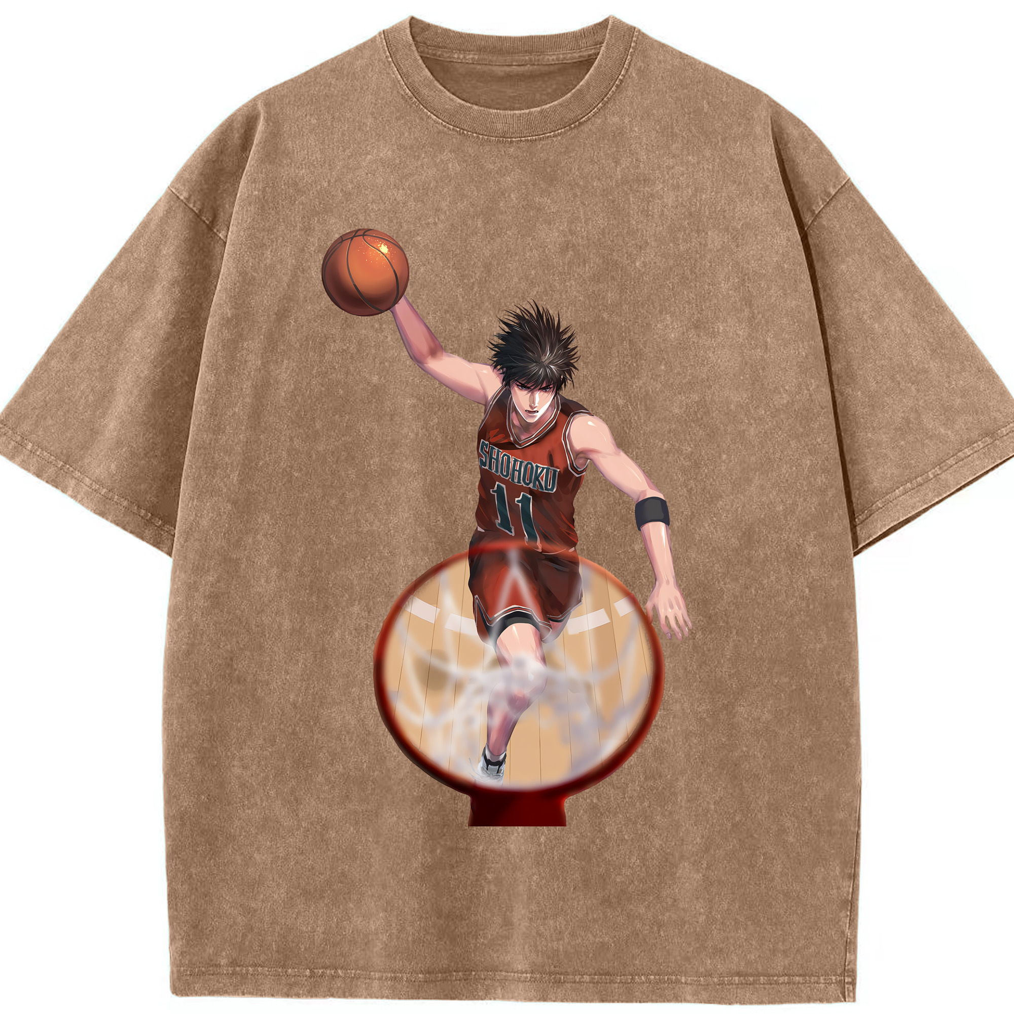 （画像用） SLAM DUNK／スラムダンク 綿100% ヴィンテージ風 半袖Tシャツ（フロントプリント）