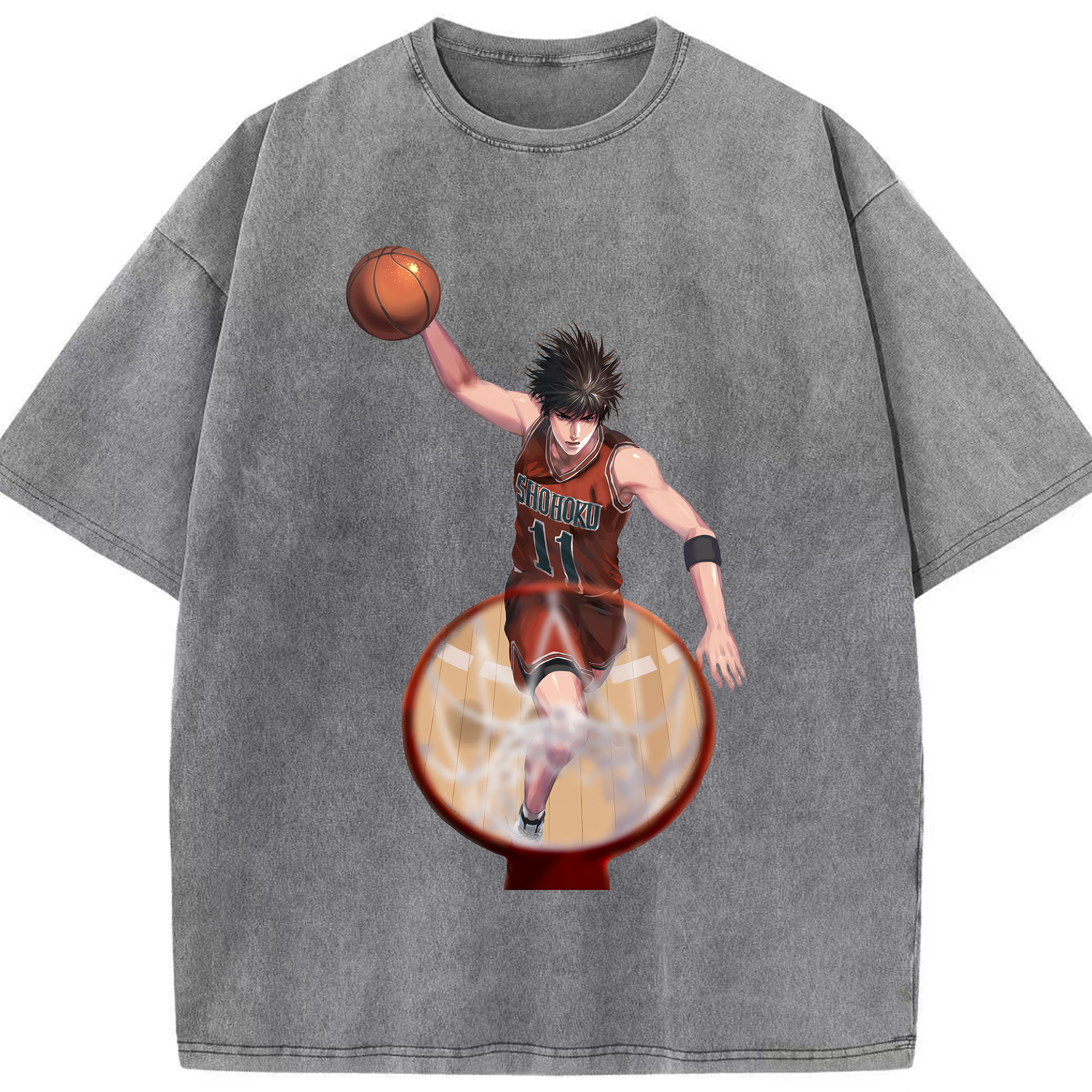 （画像用） SLAM DUNK／スラムダンク 綿100% ヴィンテージ風 半袖Tシャツ（フロントプリント）
