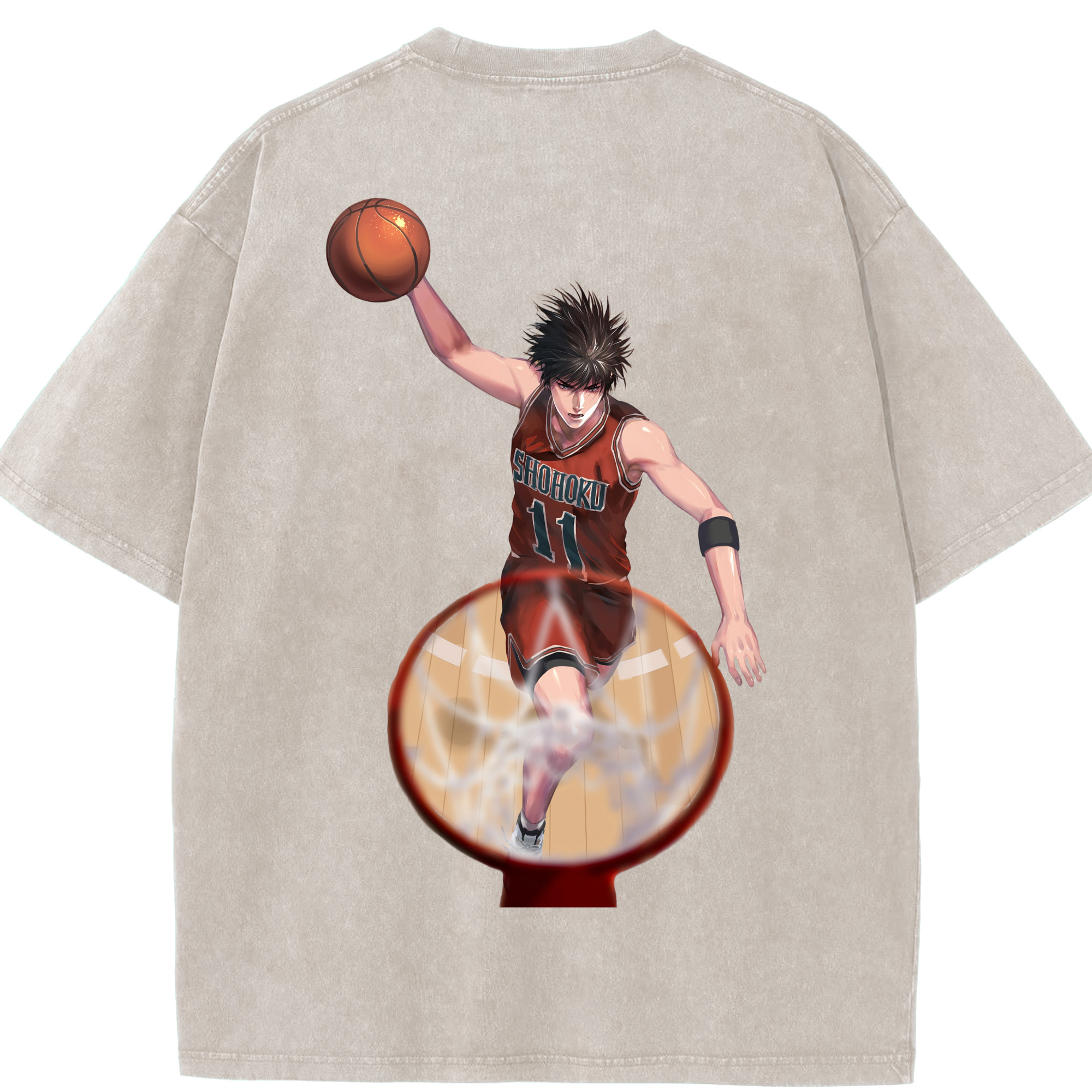 （画像用） SLAM DUNK／スラムダンク 綿100% ヴィンテージ風 半袖Tシャツ（背面プリント）