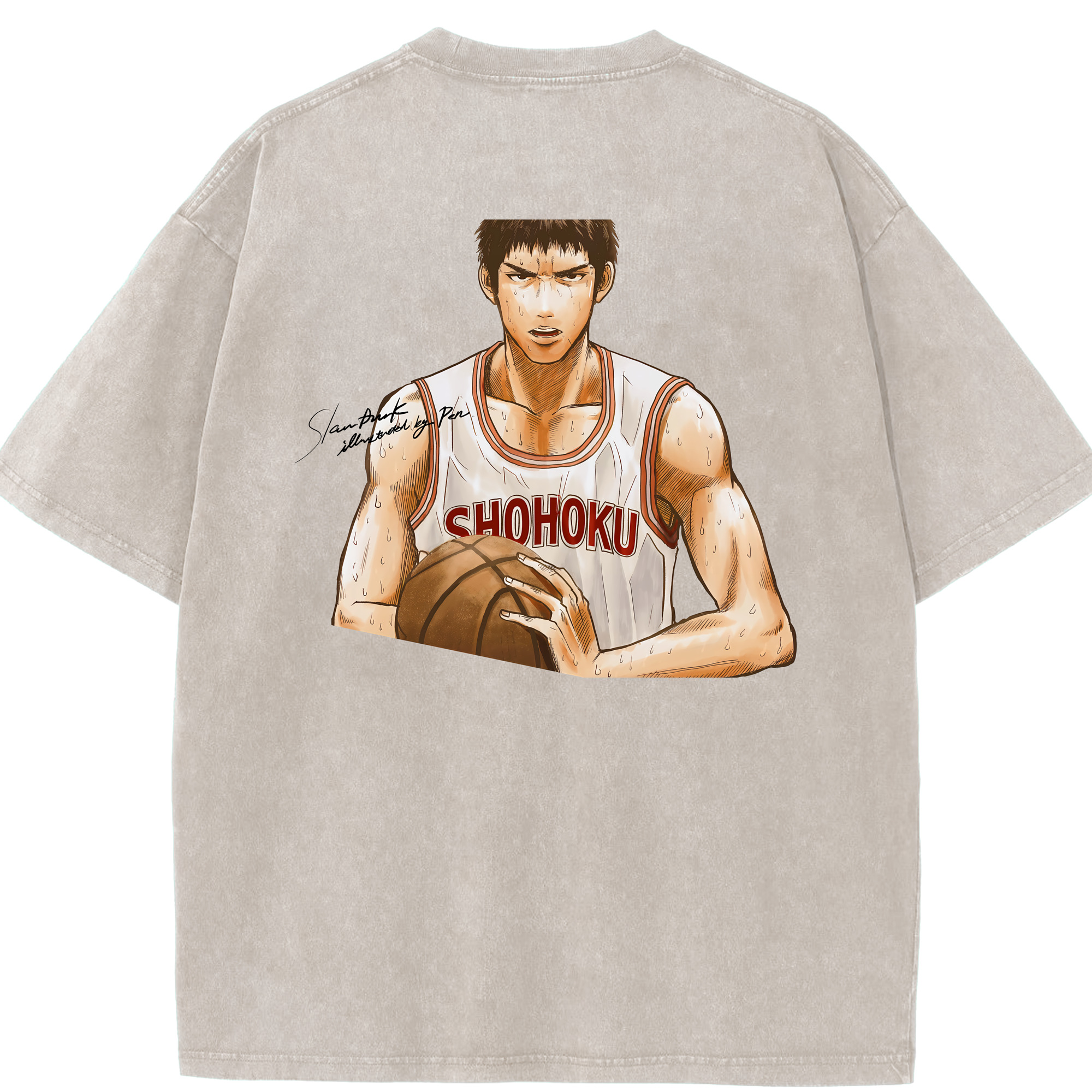 （画像用） SLAM DUNK／スラムダンク 綿100% ヴィンテージ風 半袖Tシャツ（背面プリント）