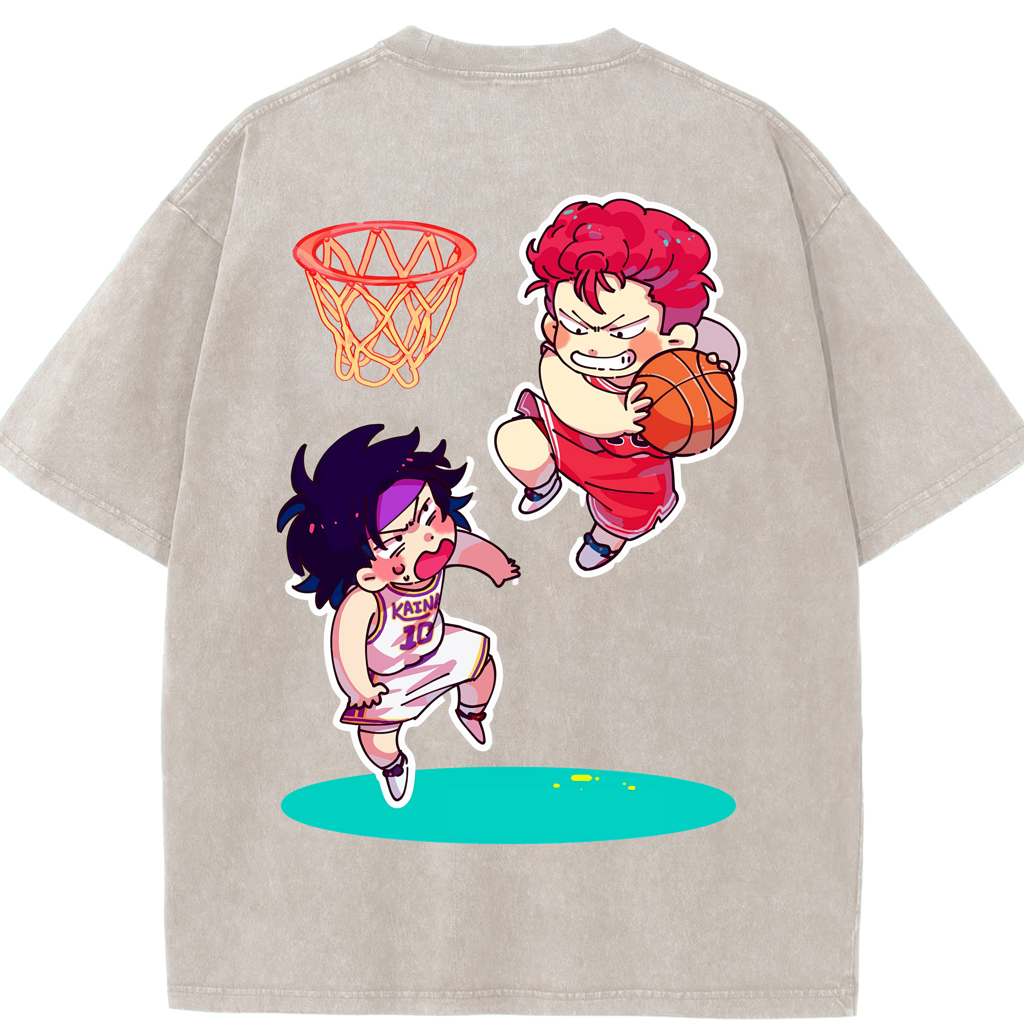 SLAM DUNK／スラムダンク 綿100% ヴィンテージ風 半袖Tシャツ（背面プリント）