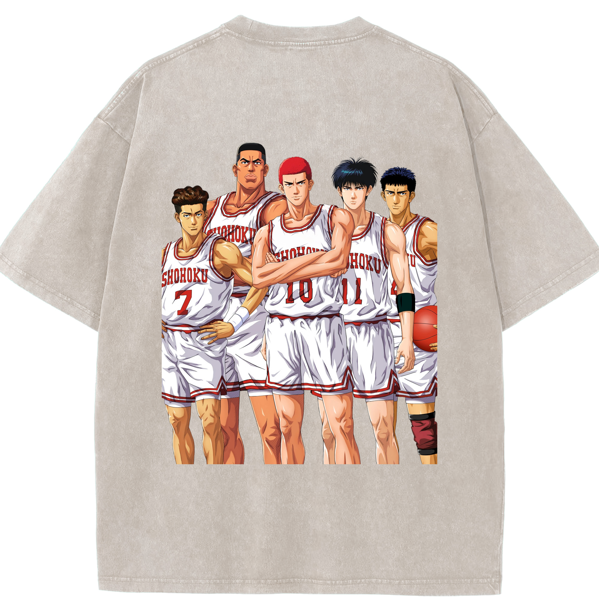SLAM DUNK／スラムダンク 綿100% ヴィンテージ風 半袖Tシャツ（背面プリント）