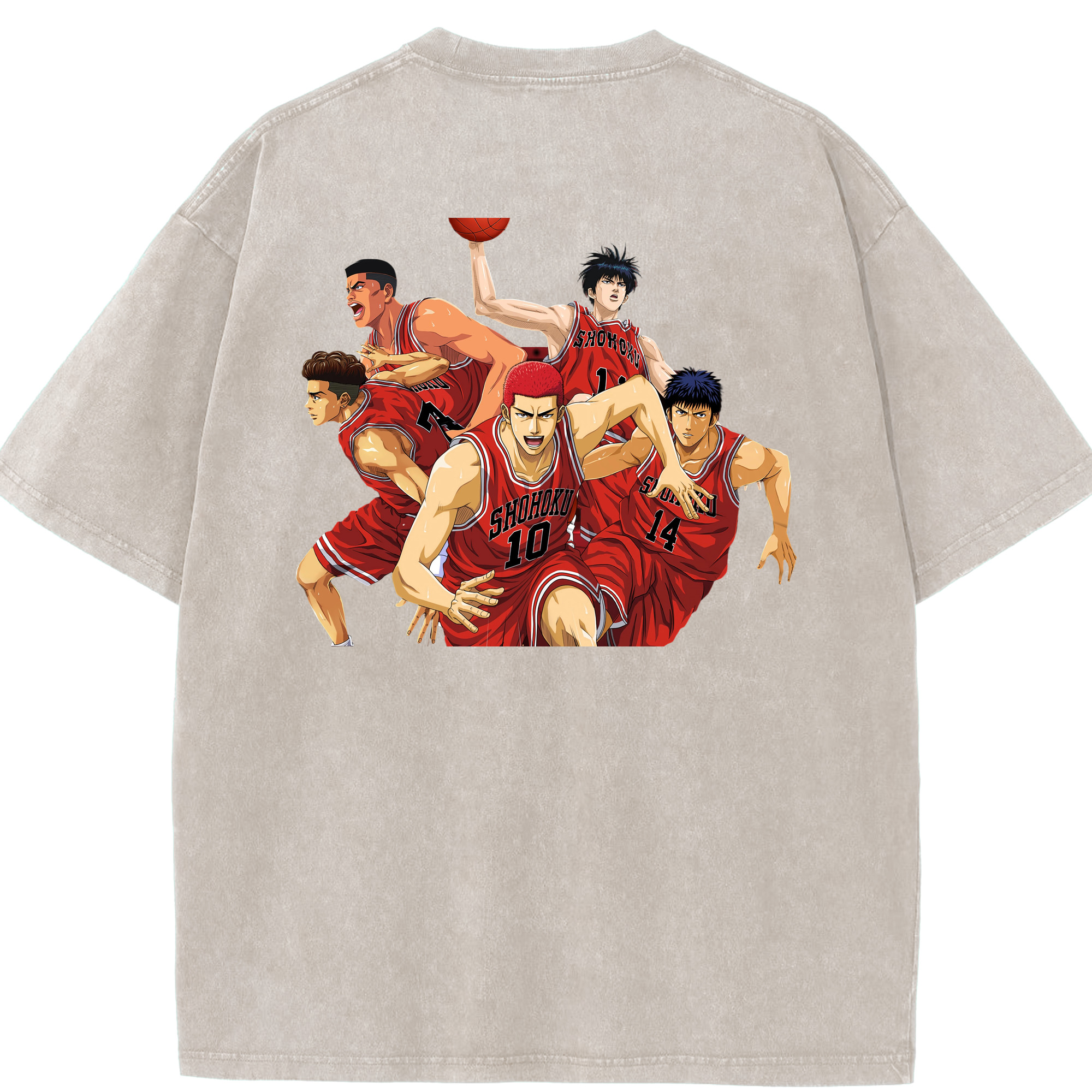 SLAM DUNK／スラムダンク 綿100% ヴィンテージ風 半袖Tシャツ（背面プリント）