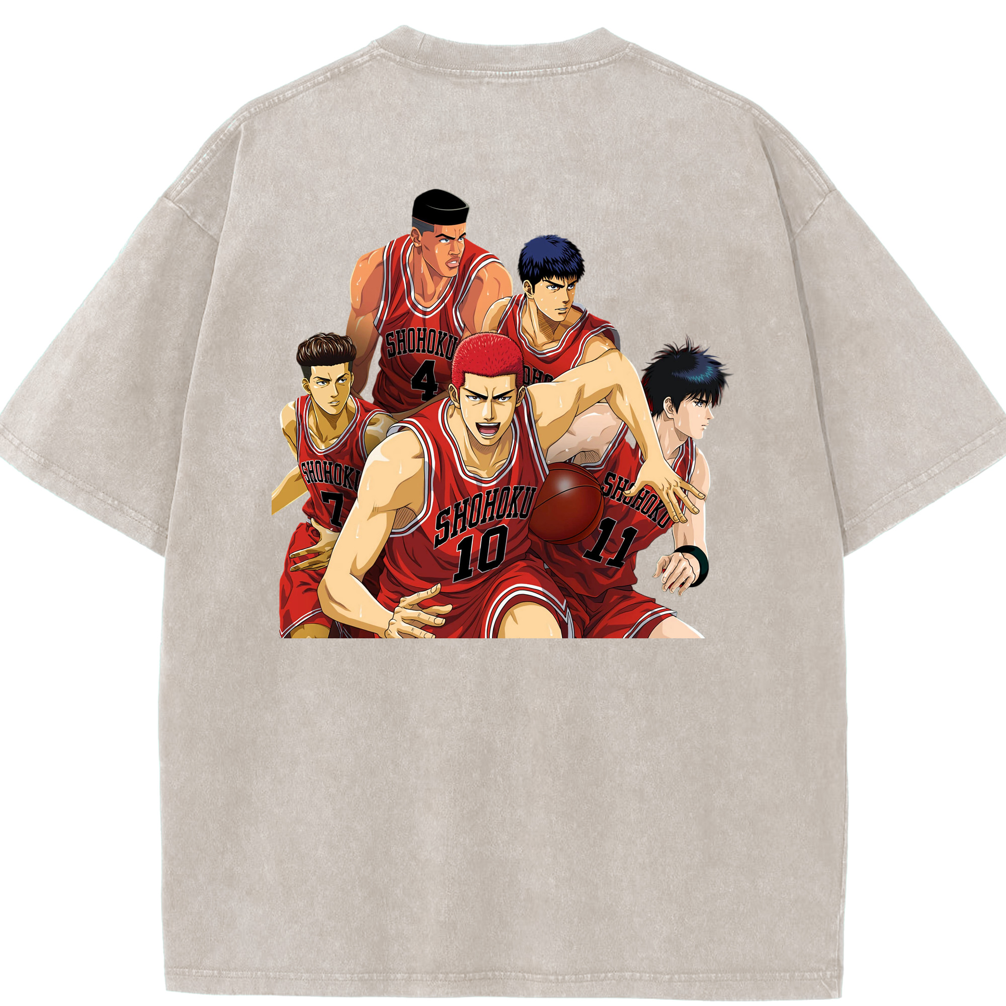 SLAM DUNK／スラムダンク 綿100% ヴィンテージ風 半袖Tシャツ（背面プリント）