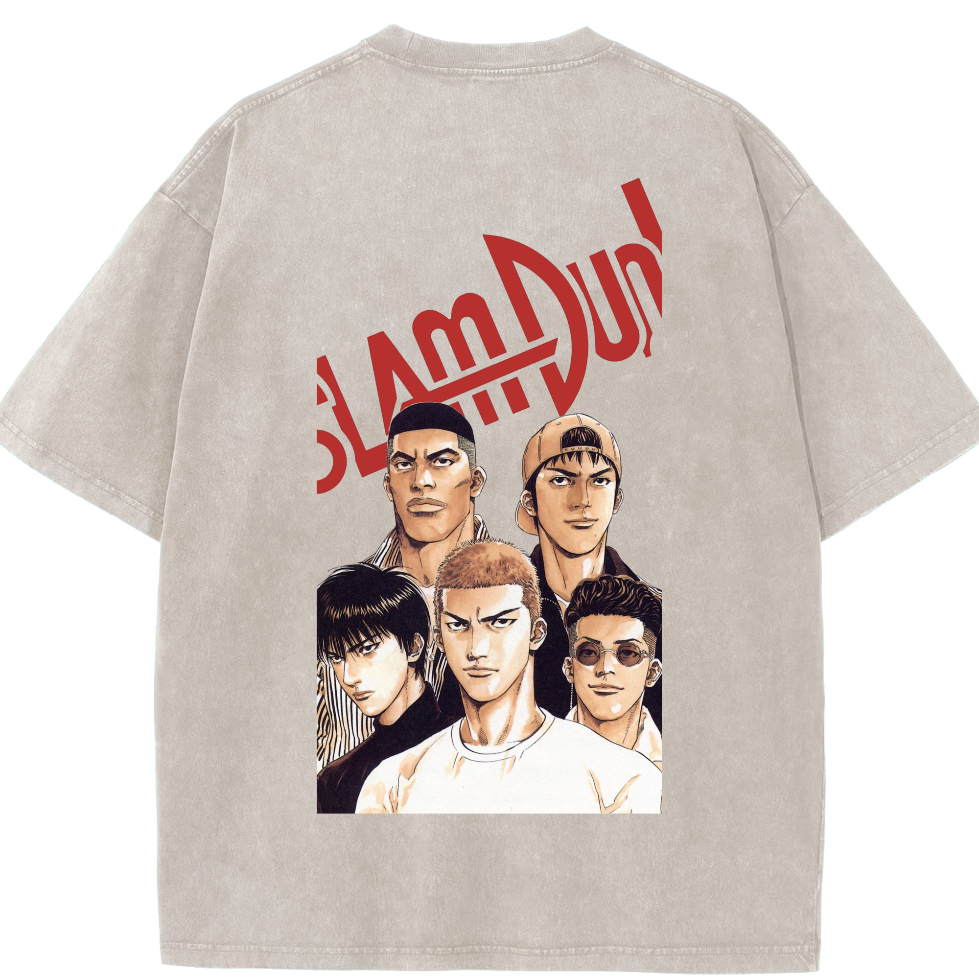 SLAM DUNK／スラムダンク 綿100% ヴィンテージ風 半袖Tシャツ（背面プリント）