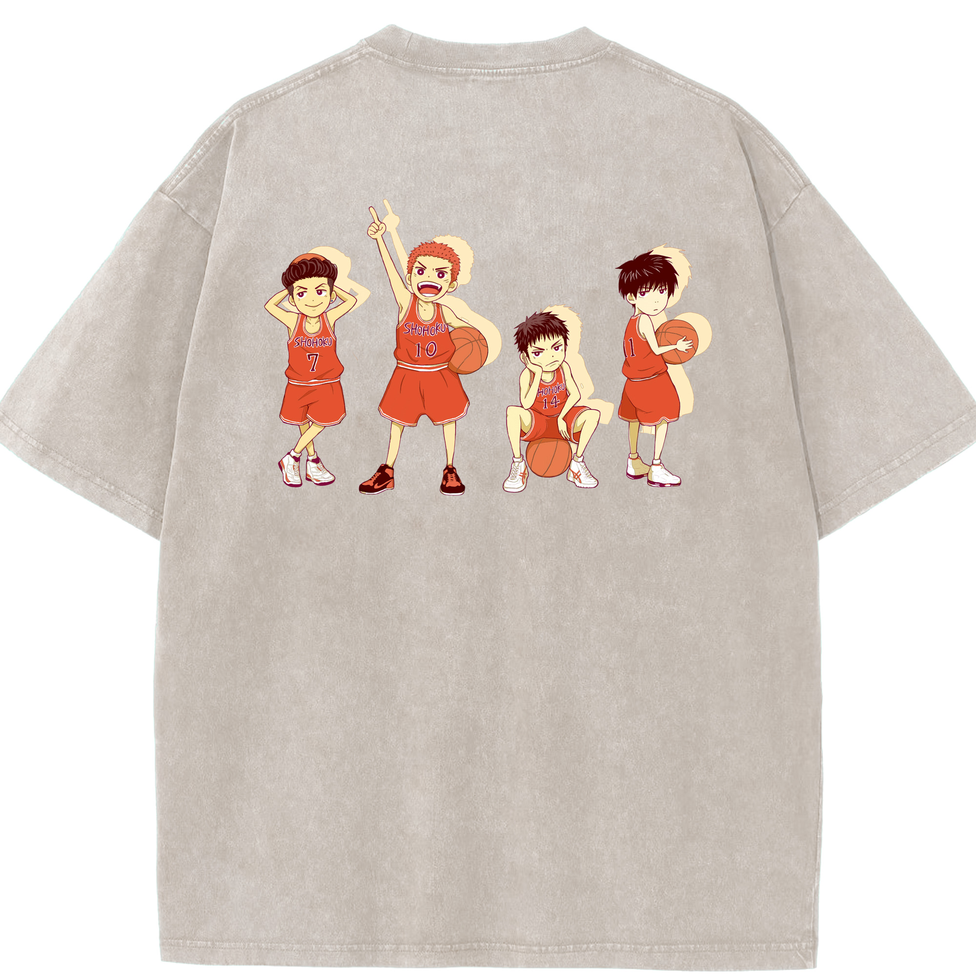 SLAM DUNK／スラムダンク 綿100% ヴィンテージ風 半袖Tシャツ（背面プリント）