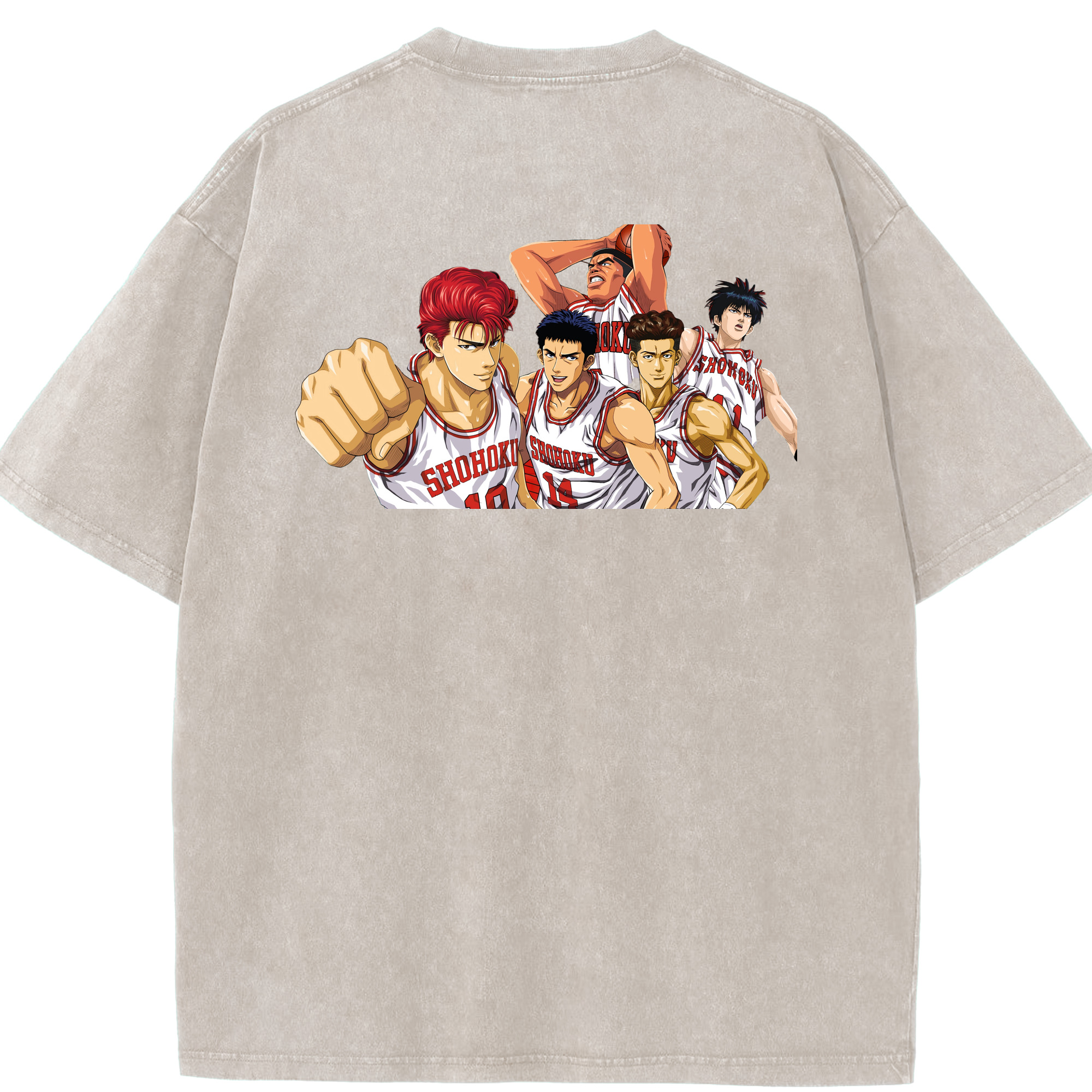 SLAM DUNK／スラムダンク 綿100% ヴィンテージ風 半袖Tシャツ（背面プリント）