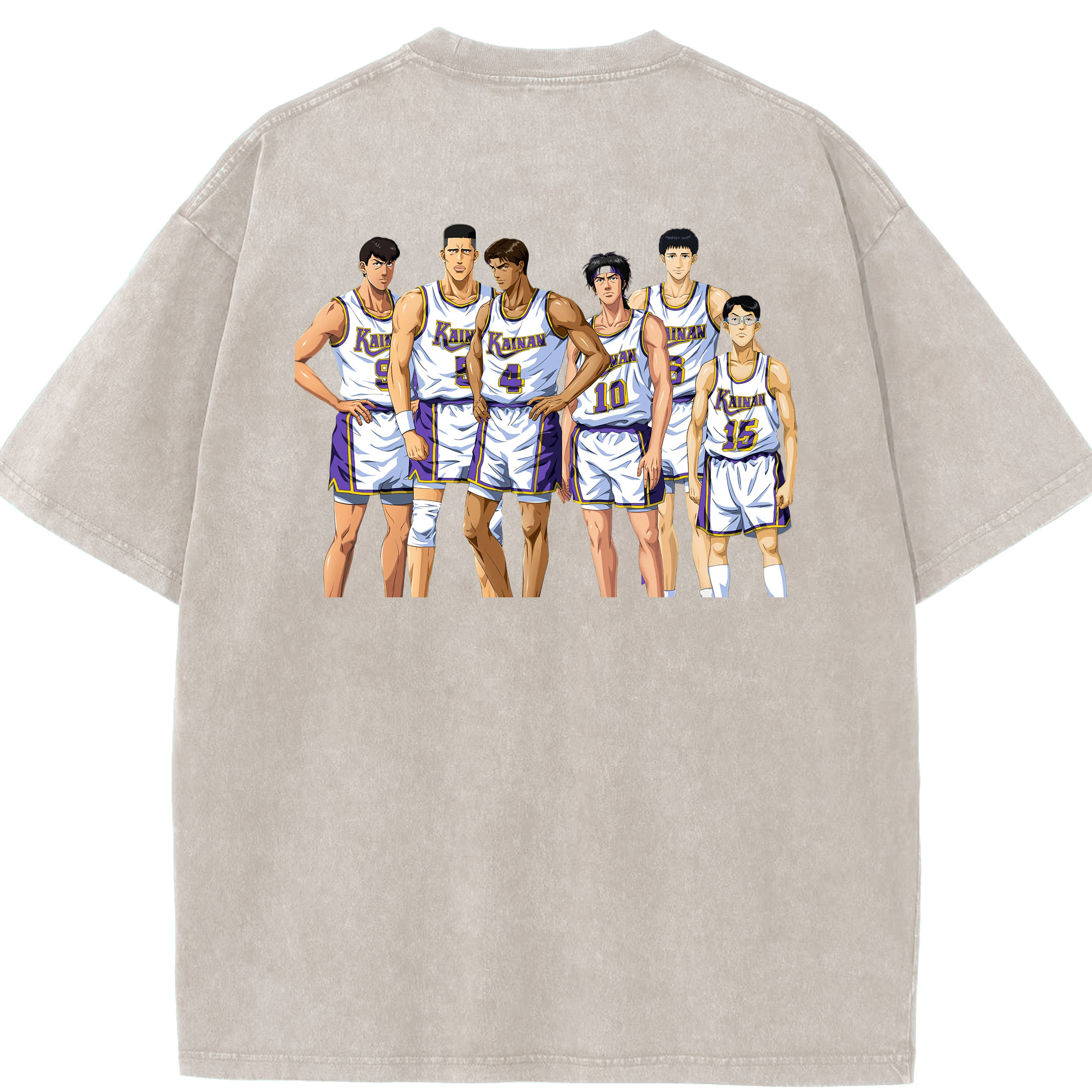 SLAM DUNK／スラムダンク 綿100% ヴィンテージ風 半袖Tシャツ（背面プリント）
