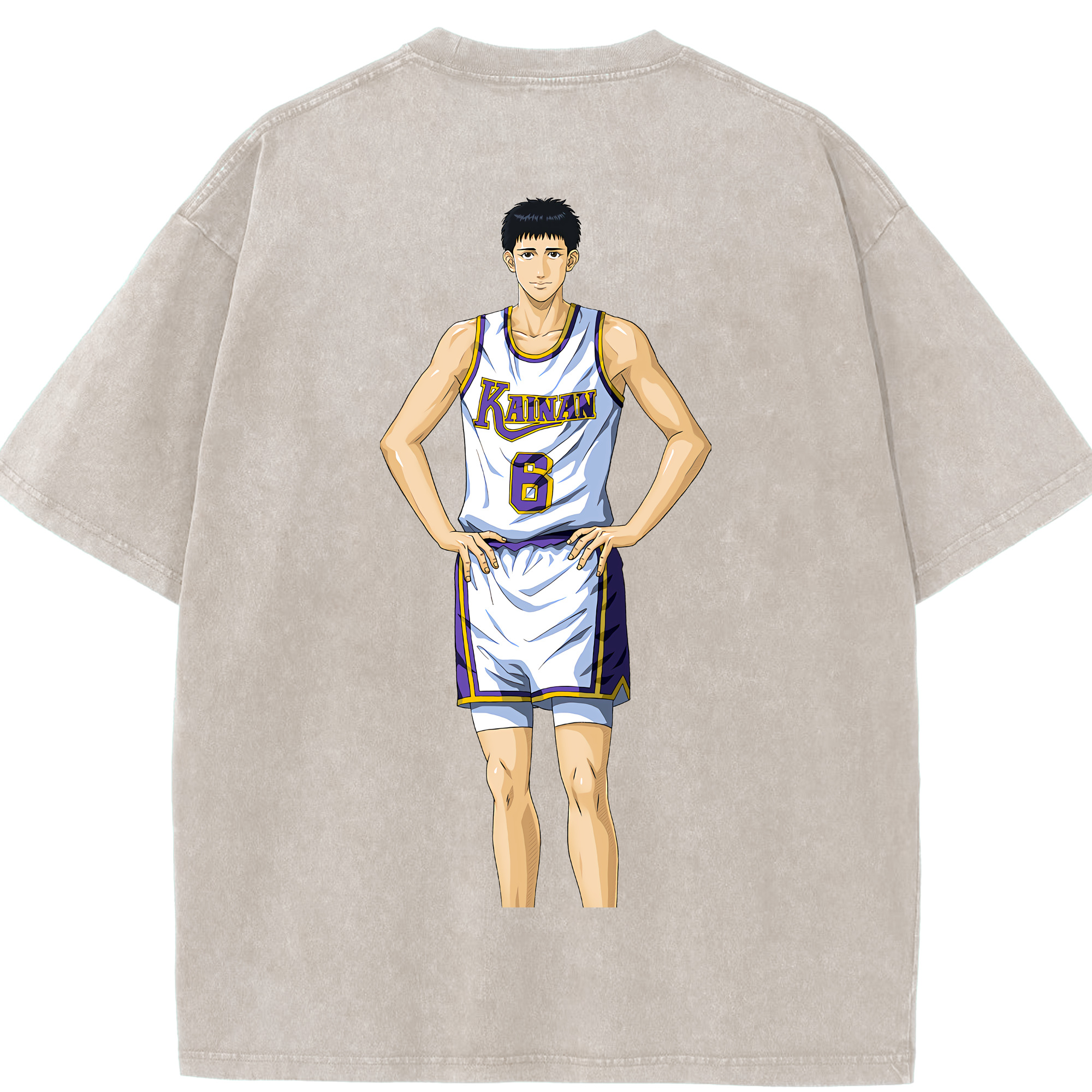 SLAM DUNK／スラムダンク 綿100% ヴィンテージ風 半袖Tシャツ（背面プリント）