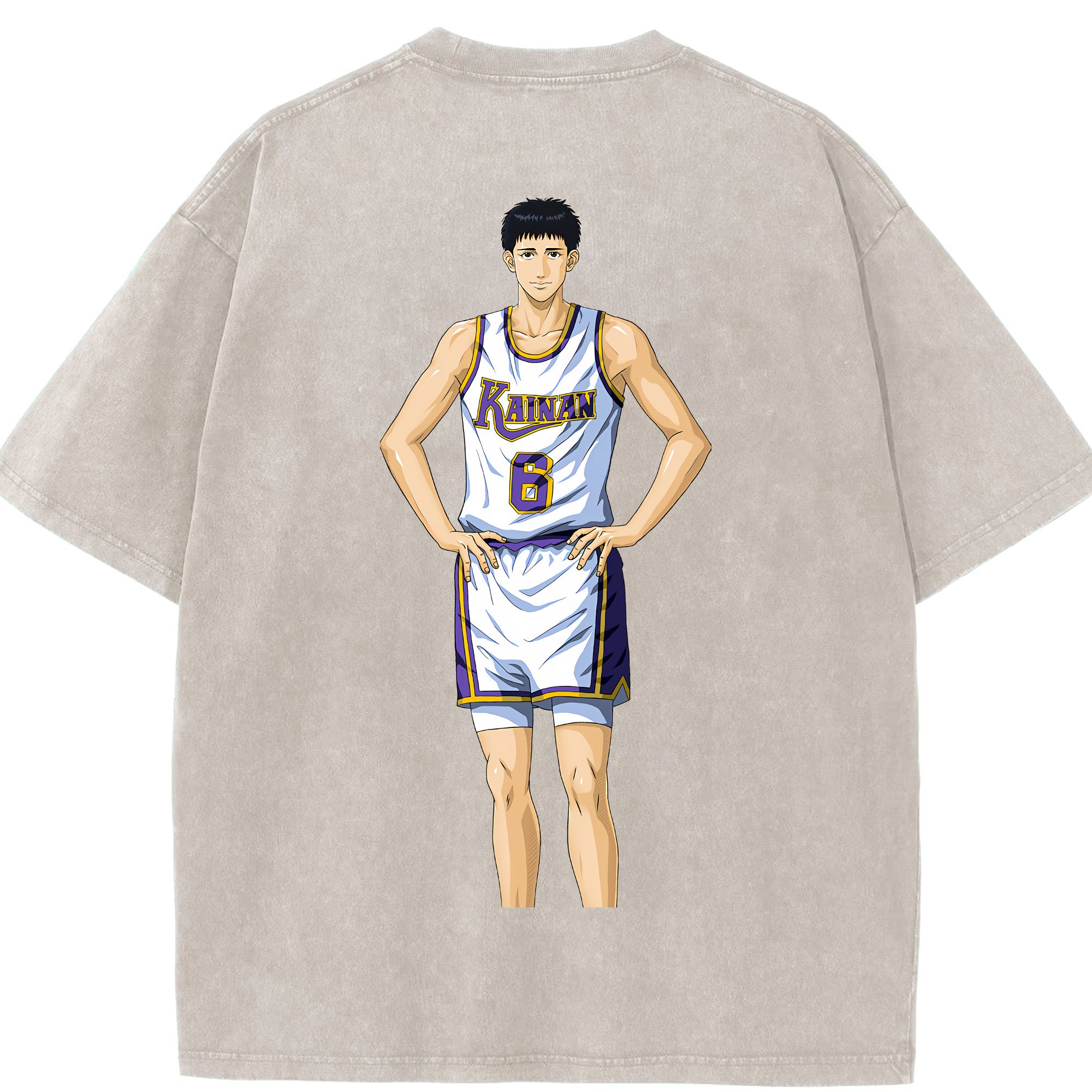 SLAM DUNK／スラムダンク 綿100% ヴィンテージ風 半袖Tシャツ（背面プリント）