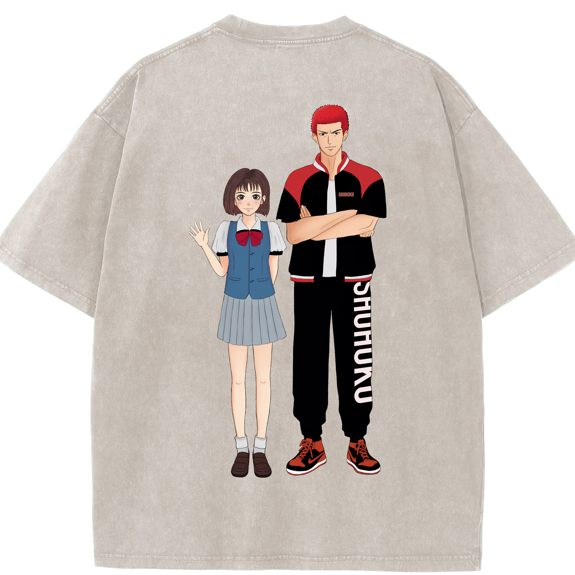 SLAM DUNK／スラムダンク 綿100% ヴィンテージ風 半袖Tシャツ（背面プリント）