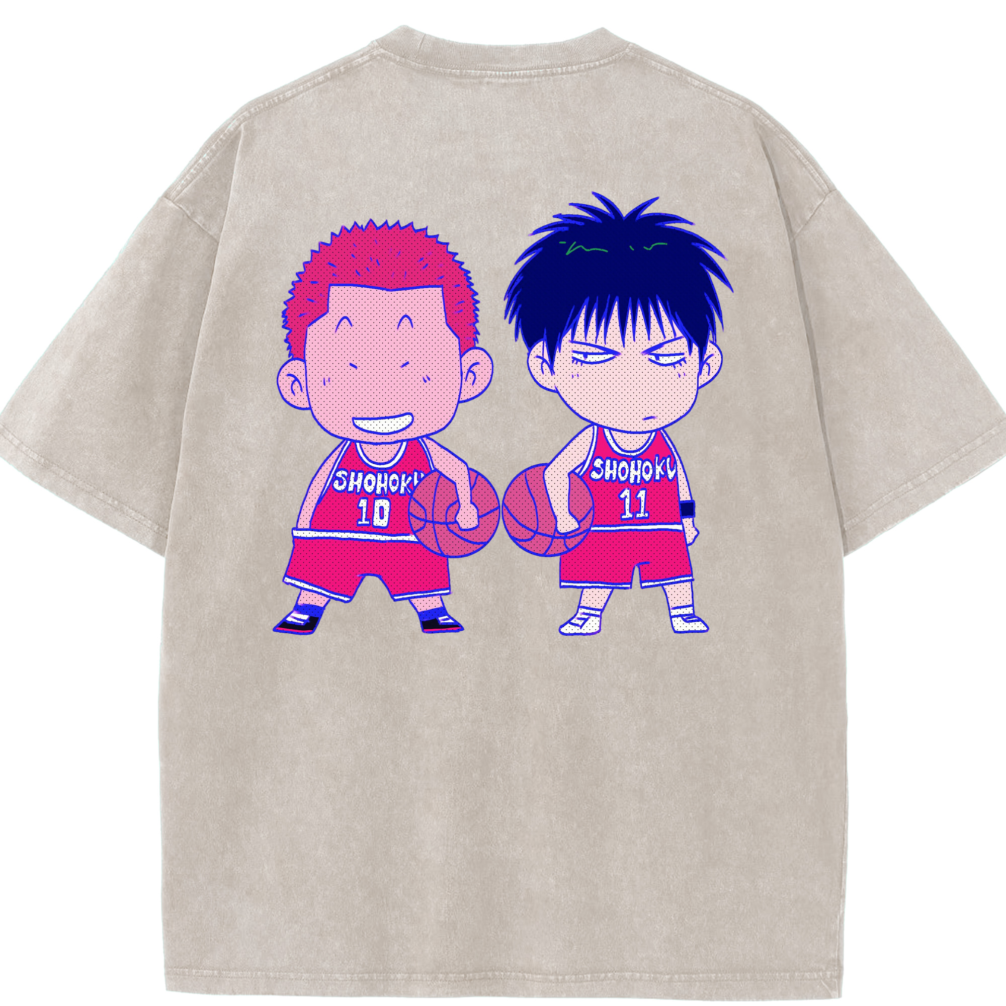 SLAM DUNK／スラムダンク 綿100% ヴィンテージ風 半袖Tシャツ（背面プリント）