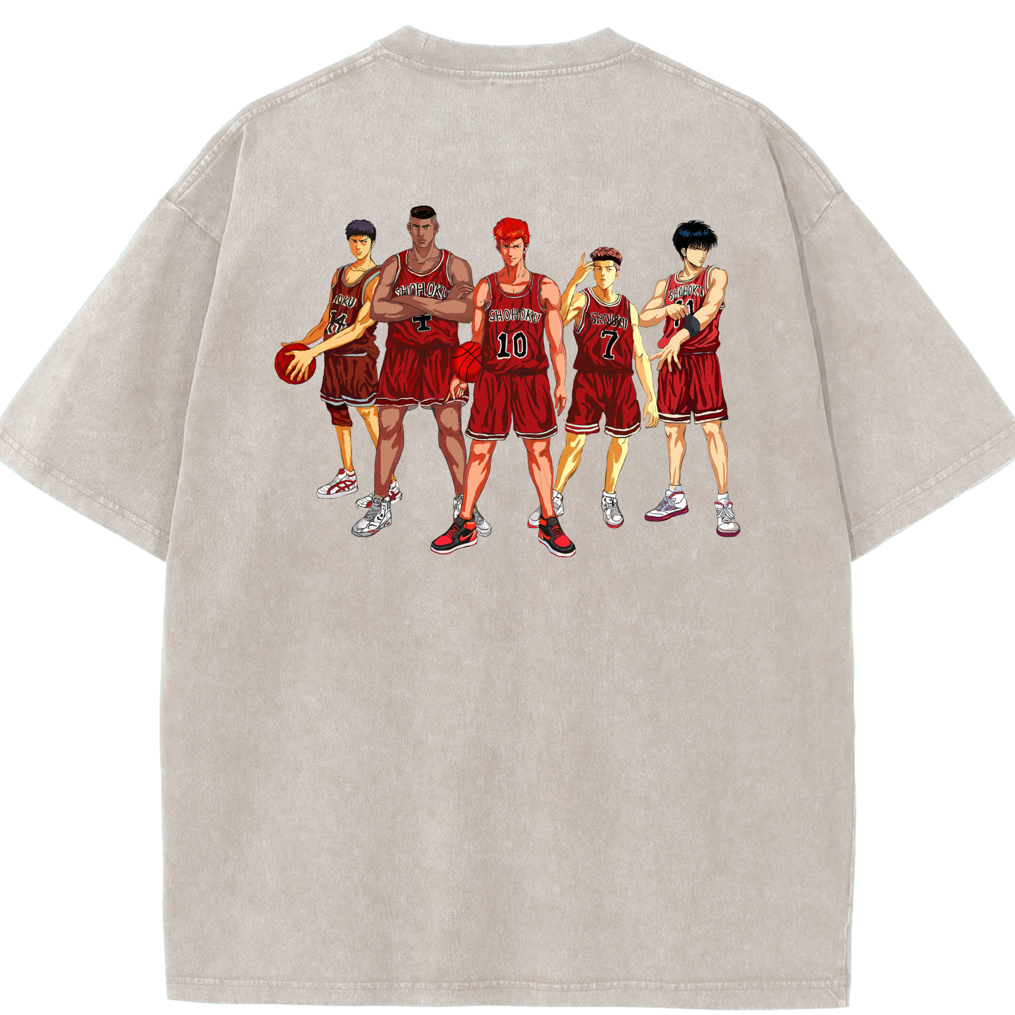 SLAM DUNK／スラムダンク 綿100% ヴィンテージ風 半袖Tシャツ（背面プリント）