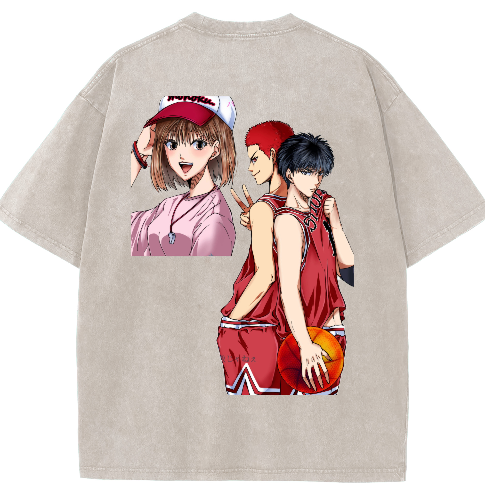 SLAM DUNK／スラムダンク 綿100% ヴィンテージ風 半袖Tシャツ（背面プリント）