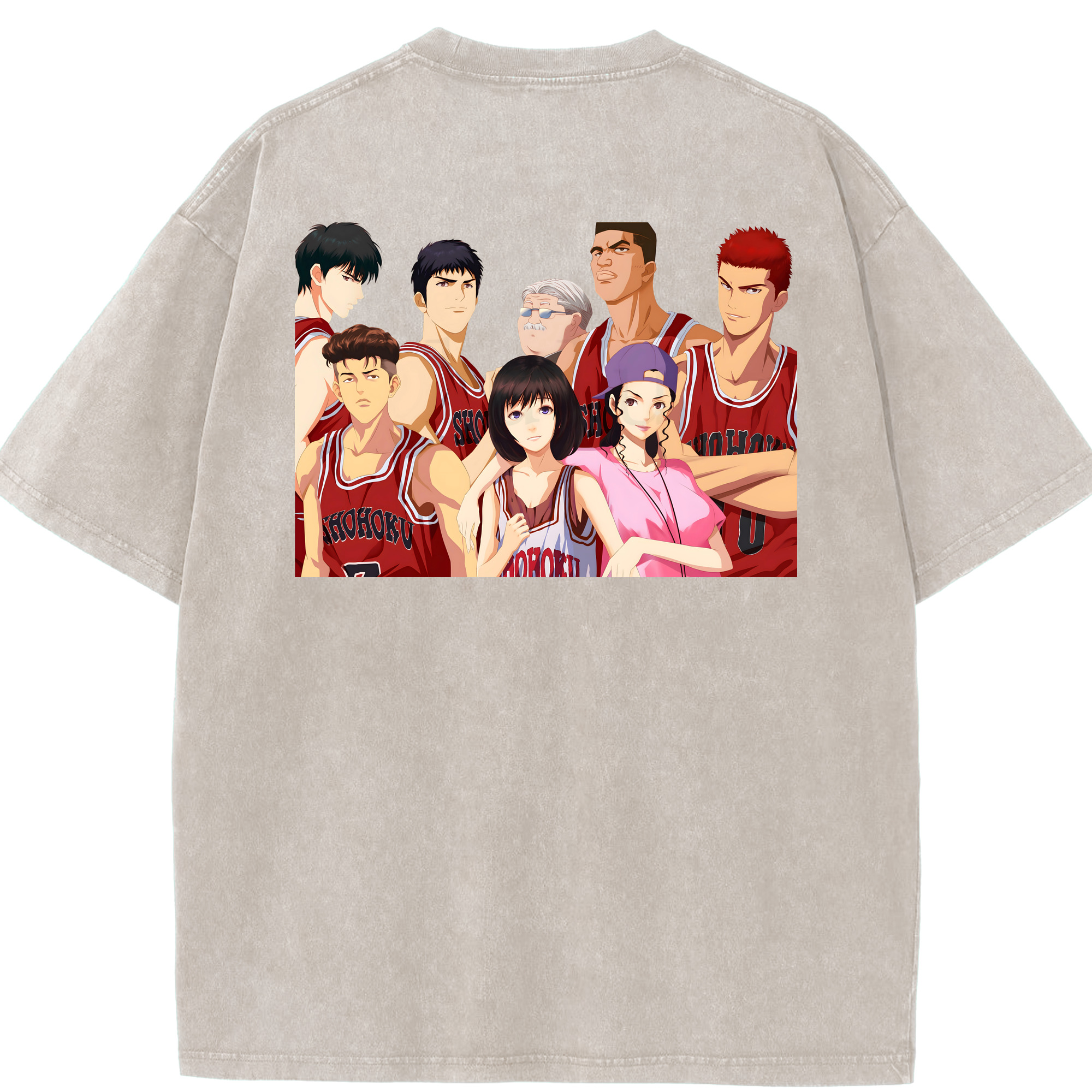SLAM DUNK／スラムダンク 綿100% ヴィンテージ風 半袖Tシャツ（背面プリント）