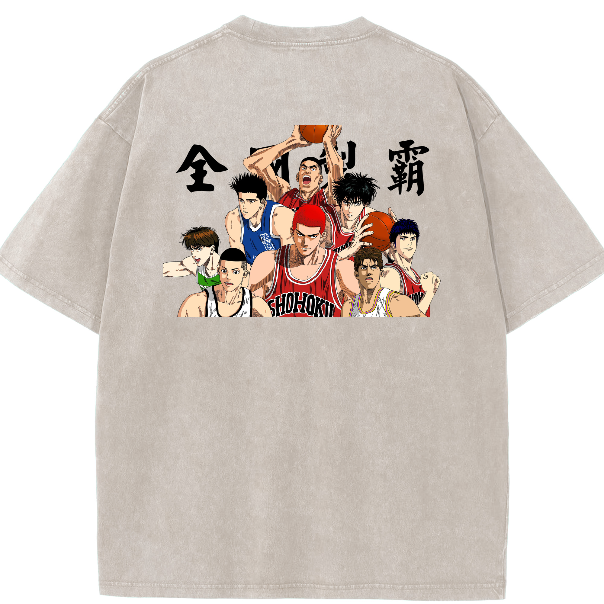 SLAM DUNK／スラムダンク 綿100% ヴィンテージ風 半袖Tシャツ（背面プリント）
