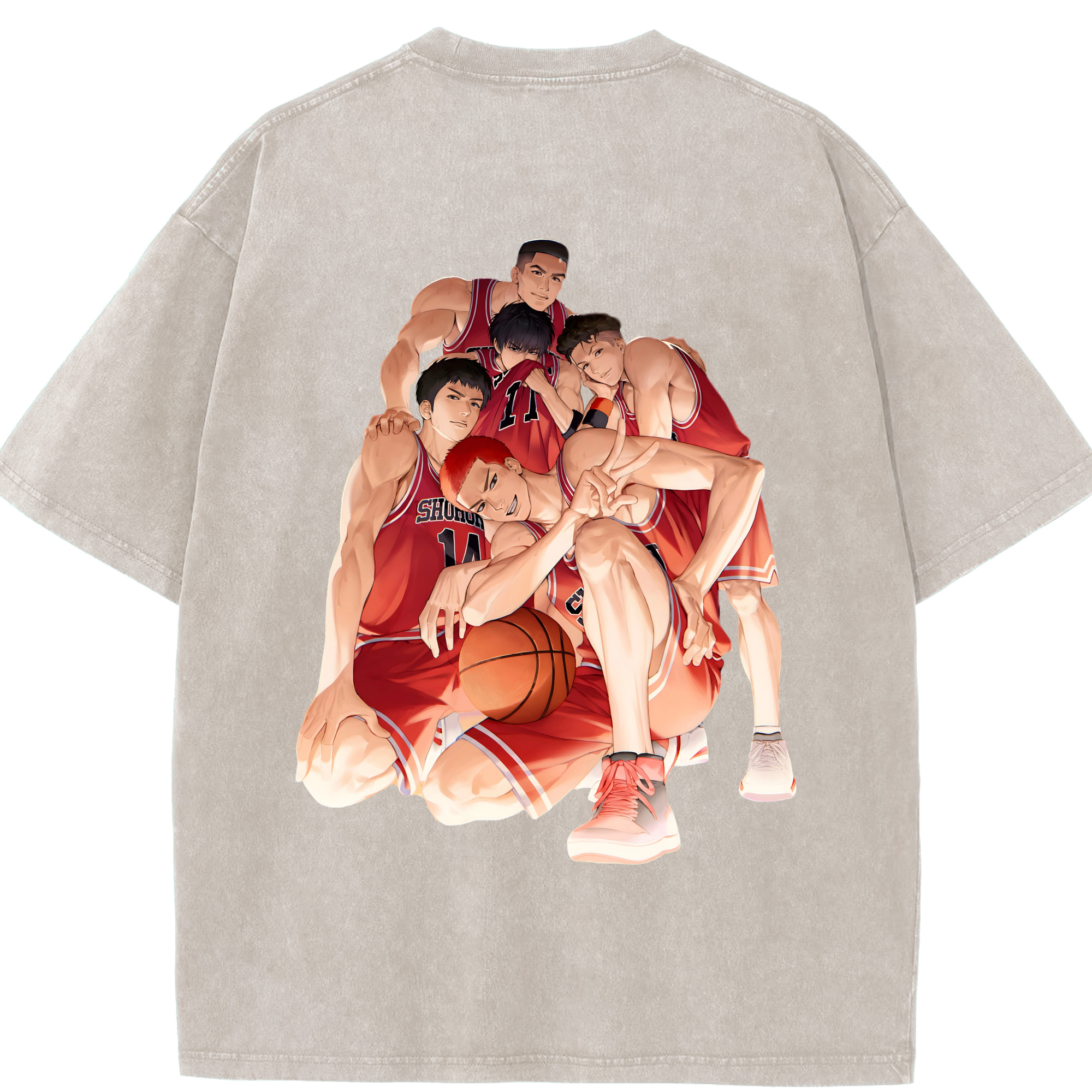 SLAM DUNK／スラムダンク 綿100% ヴィンテージ風 半袖Tシャツ（背面プリント）
