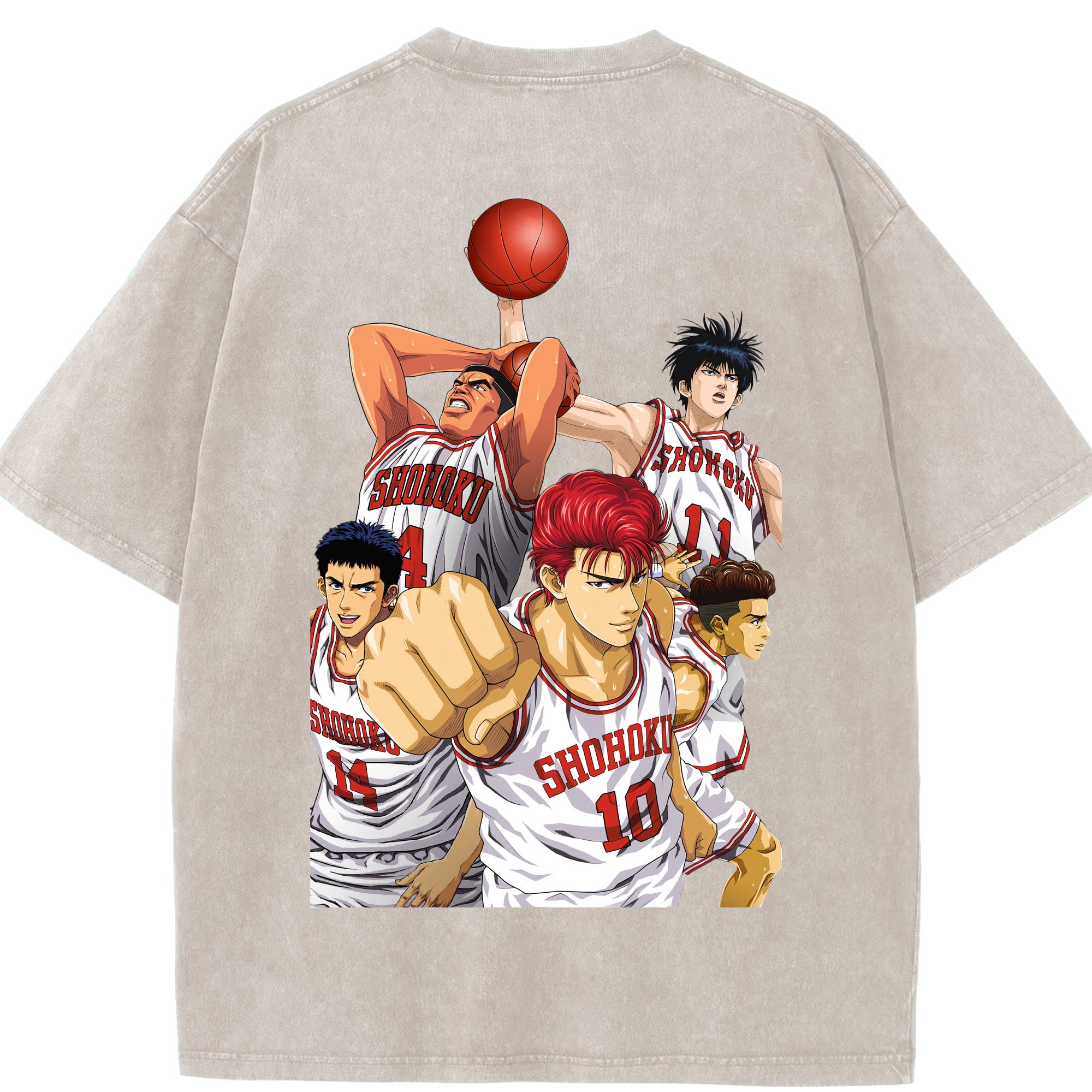 SLAM DUNK／スラムダンク 綿100% ヴィンテージ風 半袖Tシャツ（背面プリント）