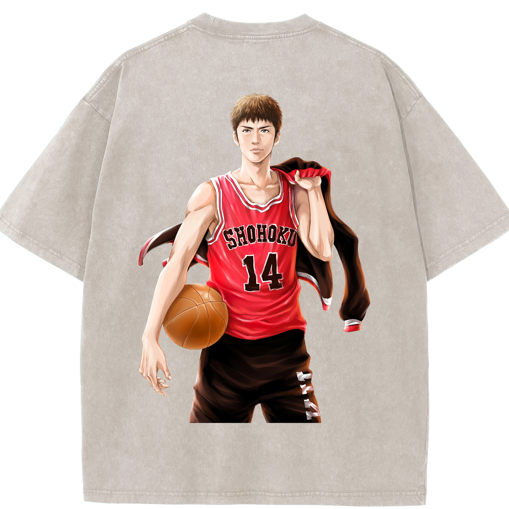 SLAM DUNK／スラムダンク 綿100% ヴィンテージ風 半袖Tシャツ（背面プリント）