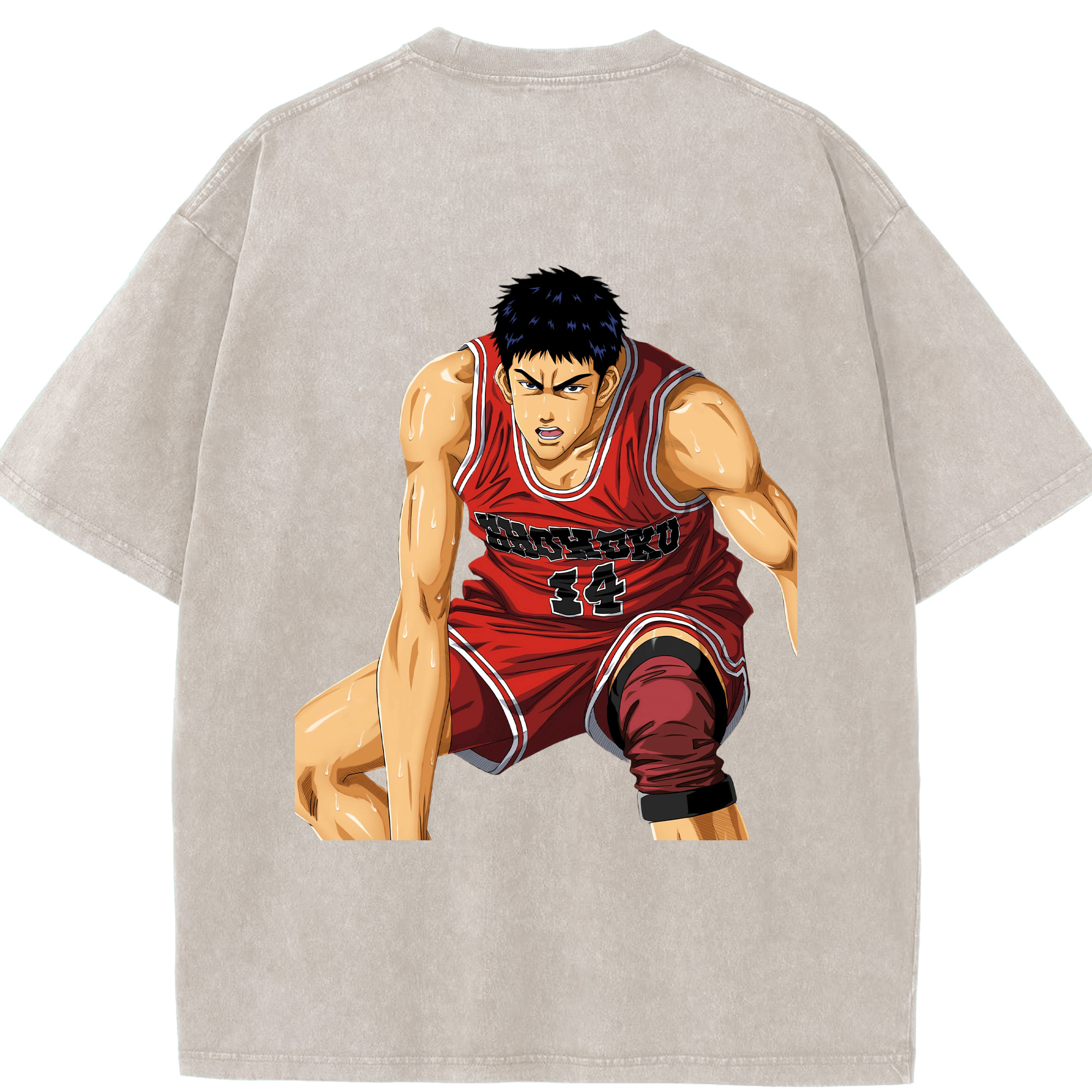 SLAM DUNK／スラムダンク 綿100% ヴィンテージ風 半袖Tシャツ（背面プリント）