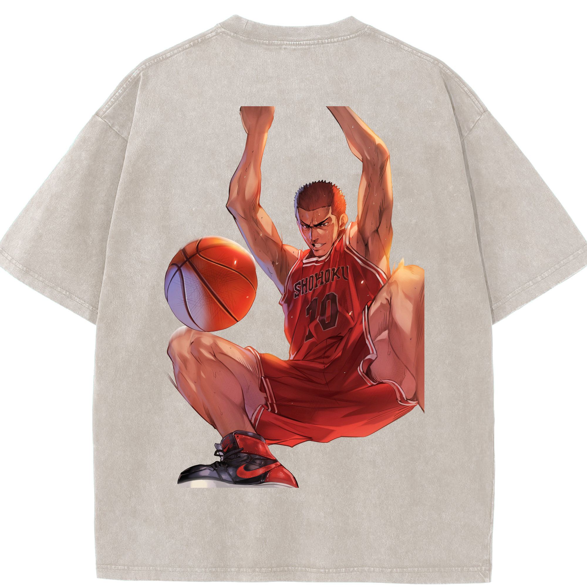SLAM DUNK／スラムダンク 綿100% ヴィンテージ風 半袖Tシャツ（背面プリント）