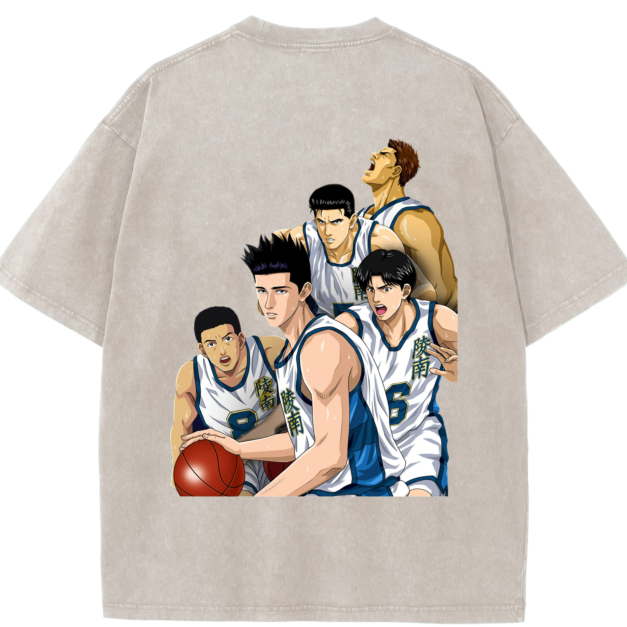 SLAM DUNK／スラムダンク 綿100% ヴィンテージ風 半袖Tシャツ（背面プリント）