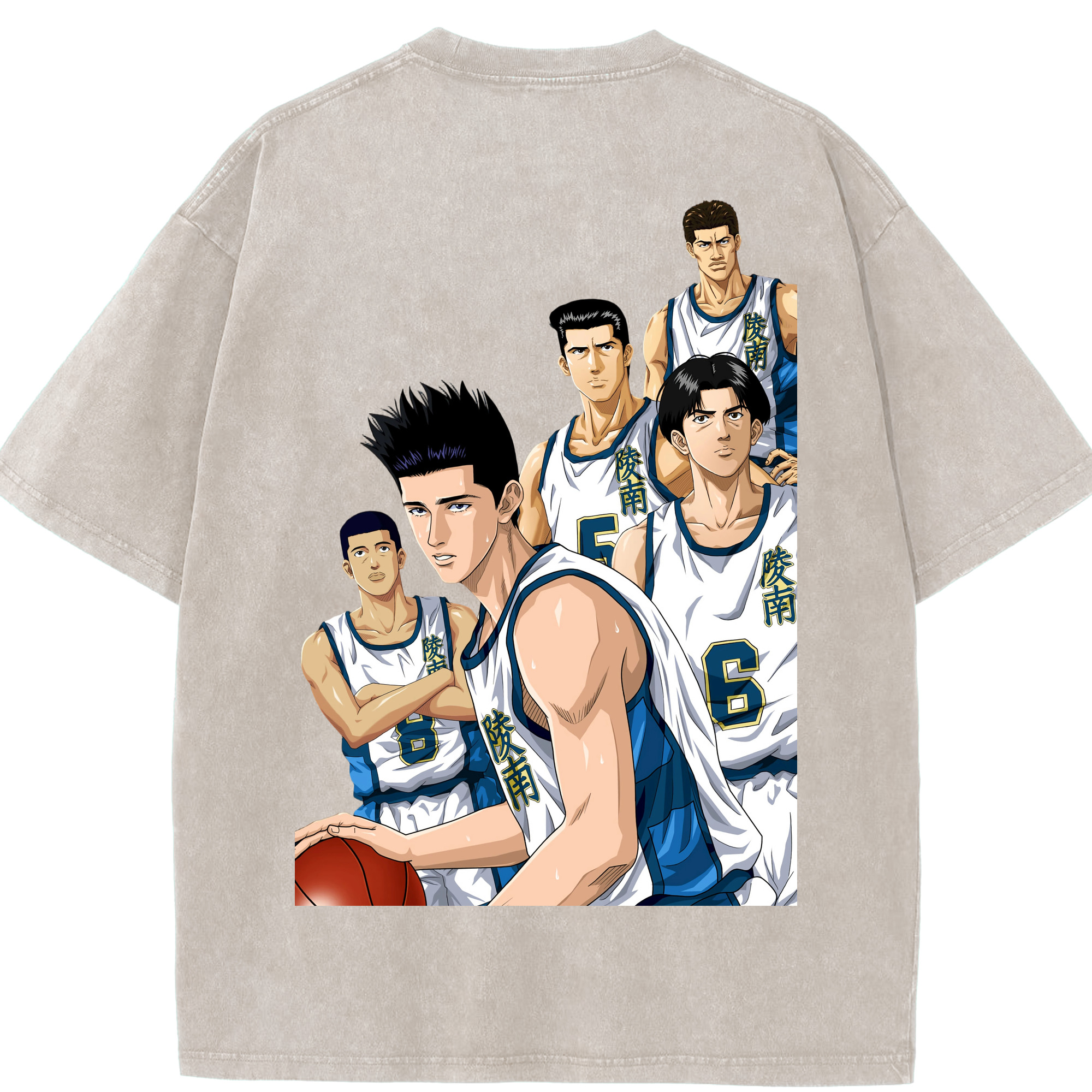 SLAM DUNK／スラムダンク 綿100% ヴィンテージ風 半袖Tシャツ（背面プリント）