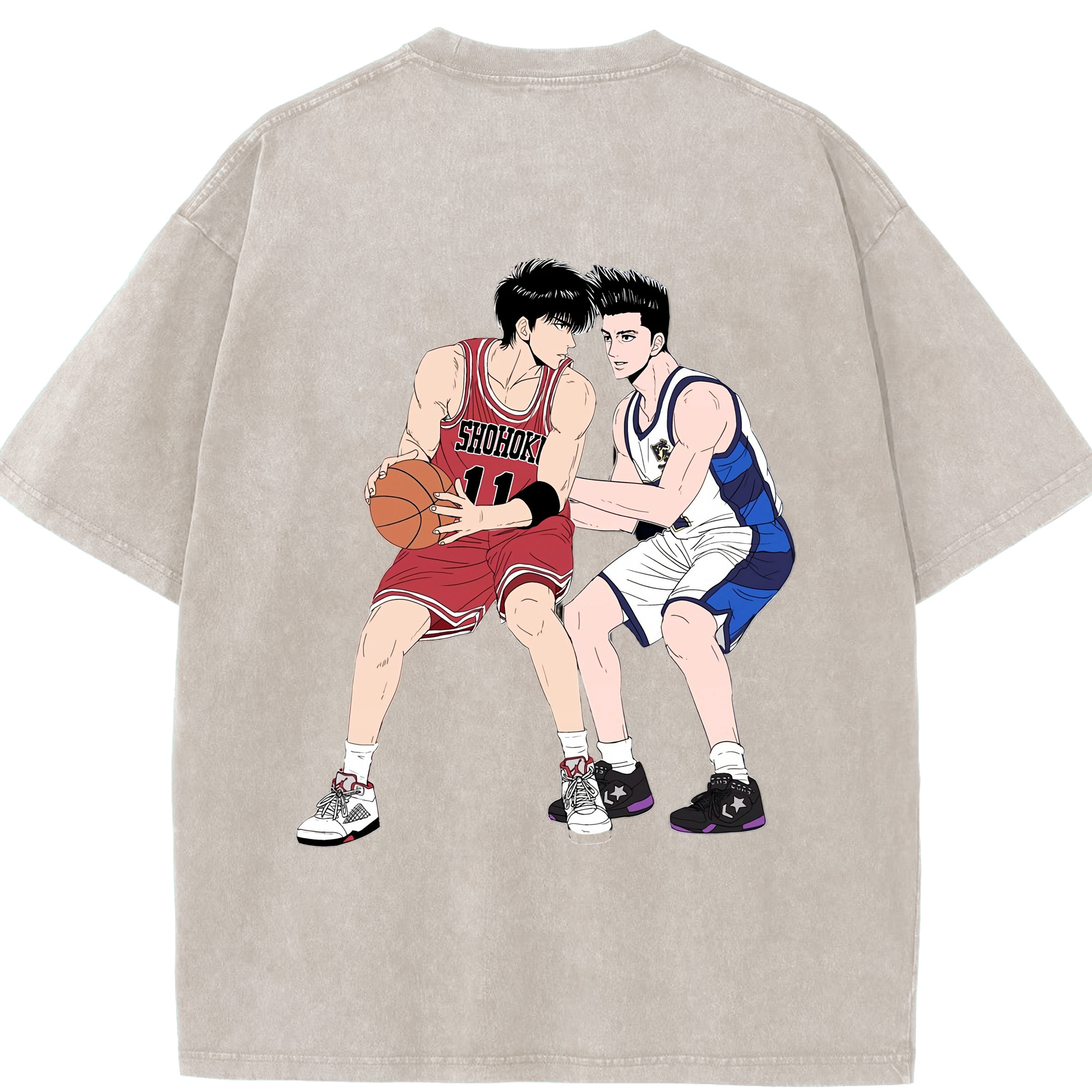 SLAM DUNK／スラムダンク 綿100% ヴィンテージ風 半袖Tシャツ（背面プリント）