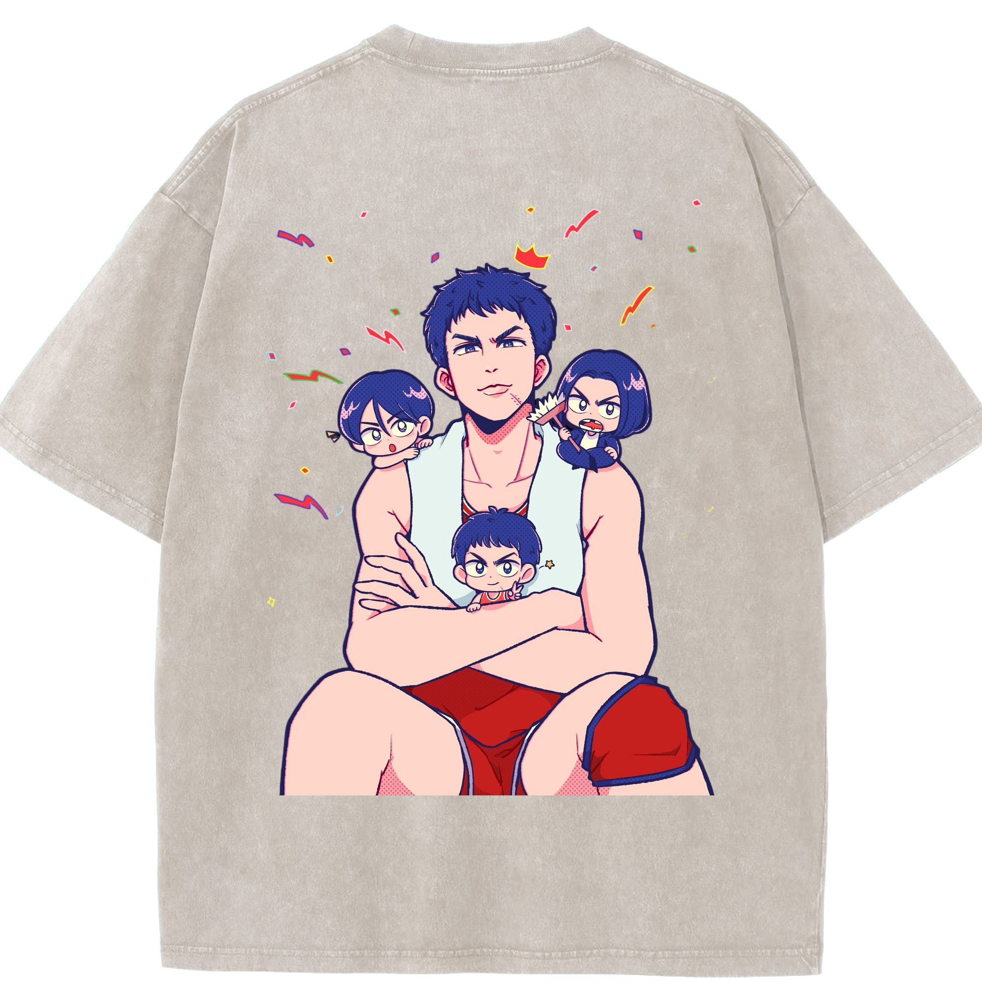 SLAM DUNK／スラムダンク 綿100% ヴィンテージ風 半袖Tシャツ（背面プリント）