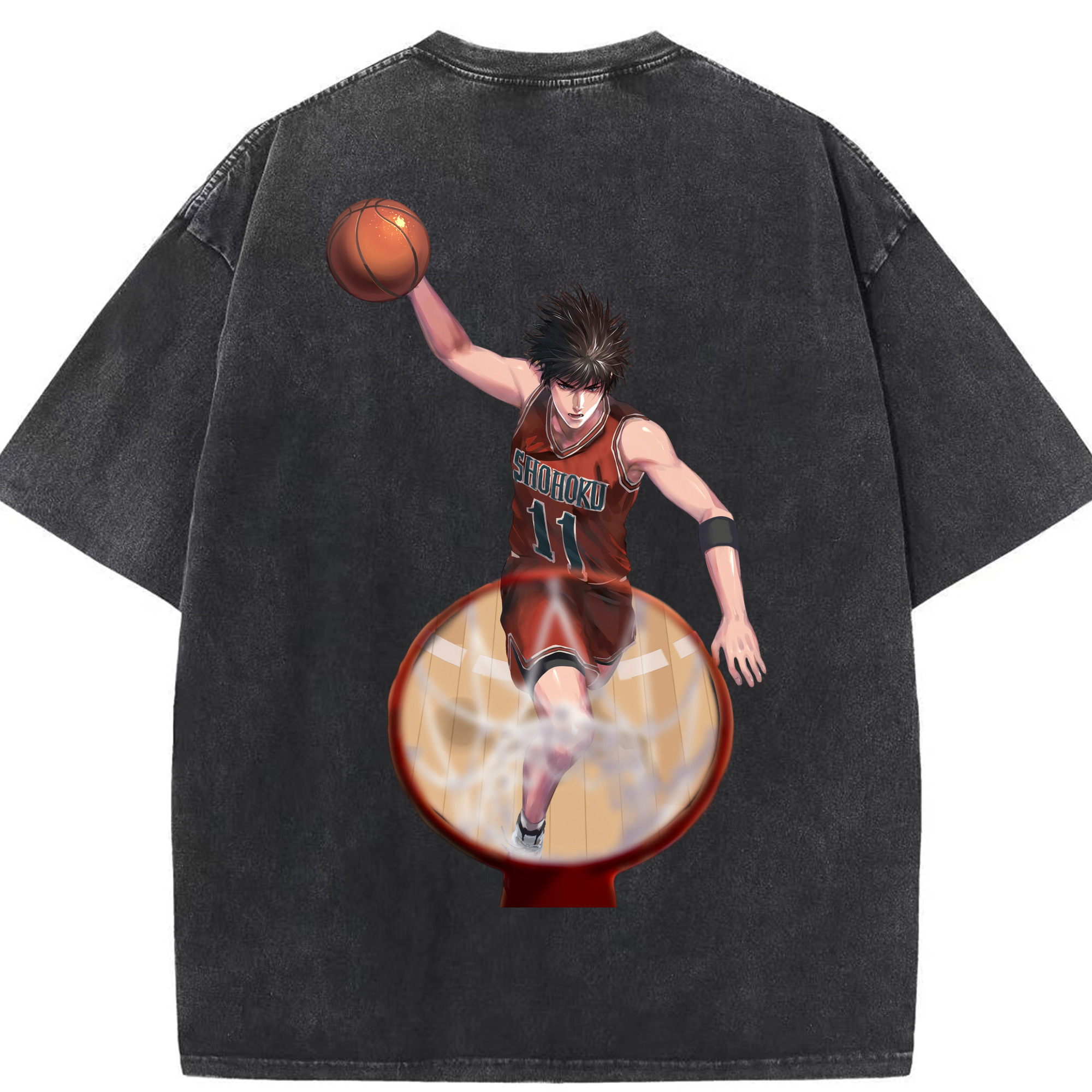 （画像用） SLAM DUNK／スラムダンク 綿100% ヴィンテージ風 半袖Tシャツ（背面プリント）