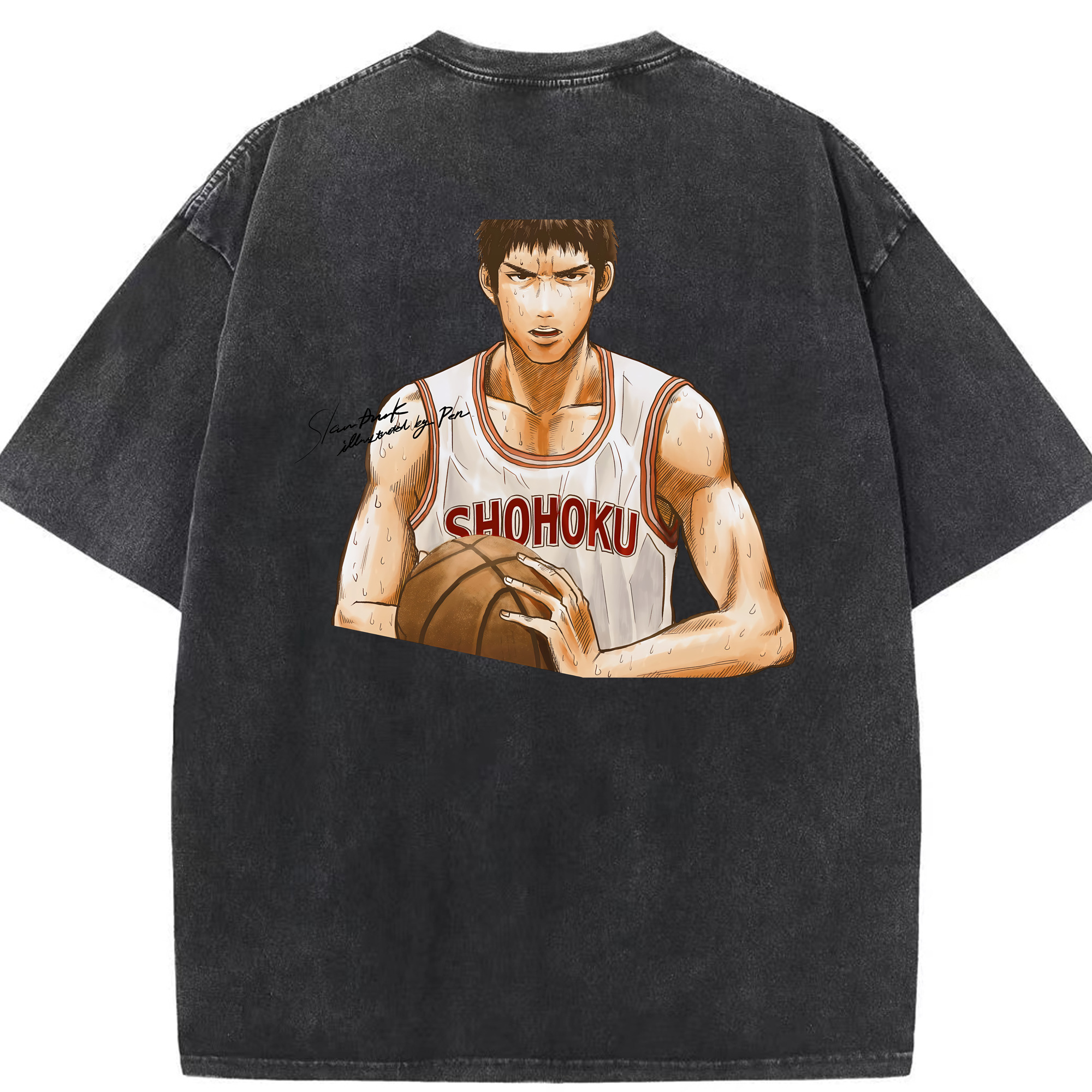 （画像用） SLAM DUNK／スラムダンク 綿100% ヴィンテージ風 半袖Tシャツ（背面プリント）