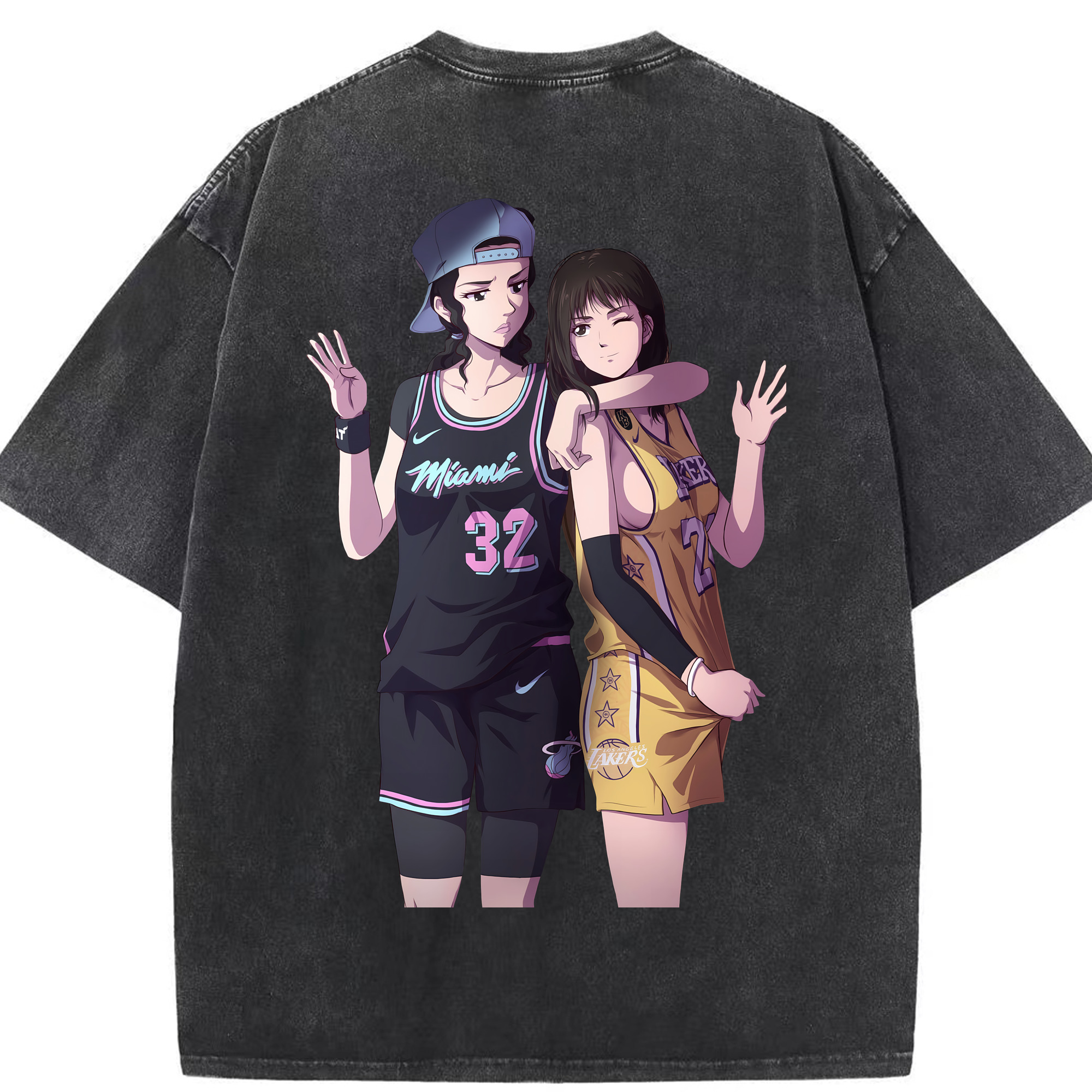 SLAM DUNK／スラムダンク 綿100% ヴィンテージ風 半袖Tシャツ（背面プリント）