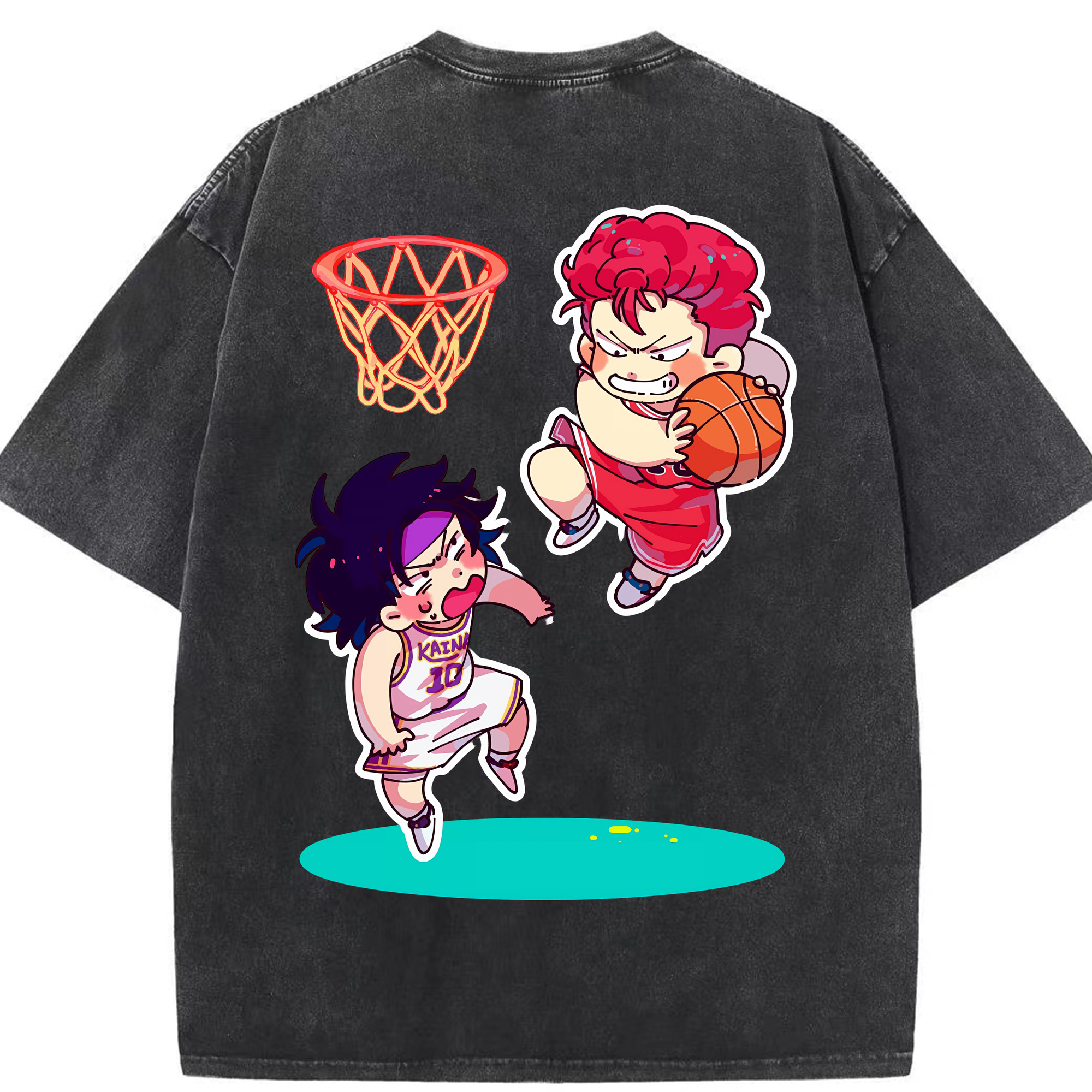 SLAM DUNK／スラムダンク 綿100% ヴィンテージ風 半袖Tシャツ（背面プリント）