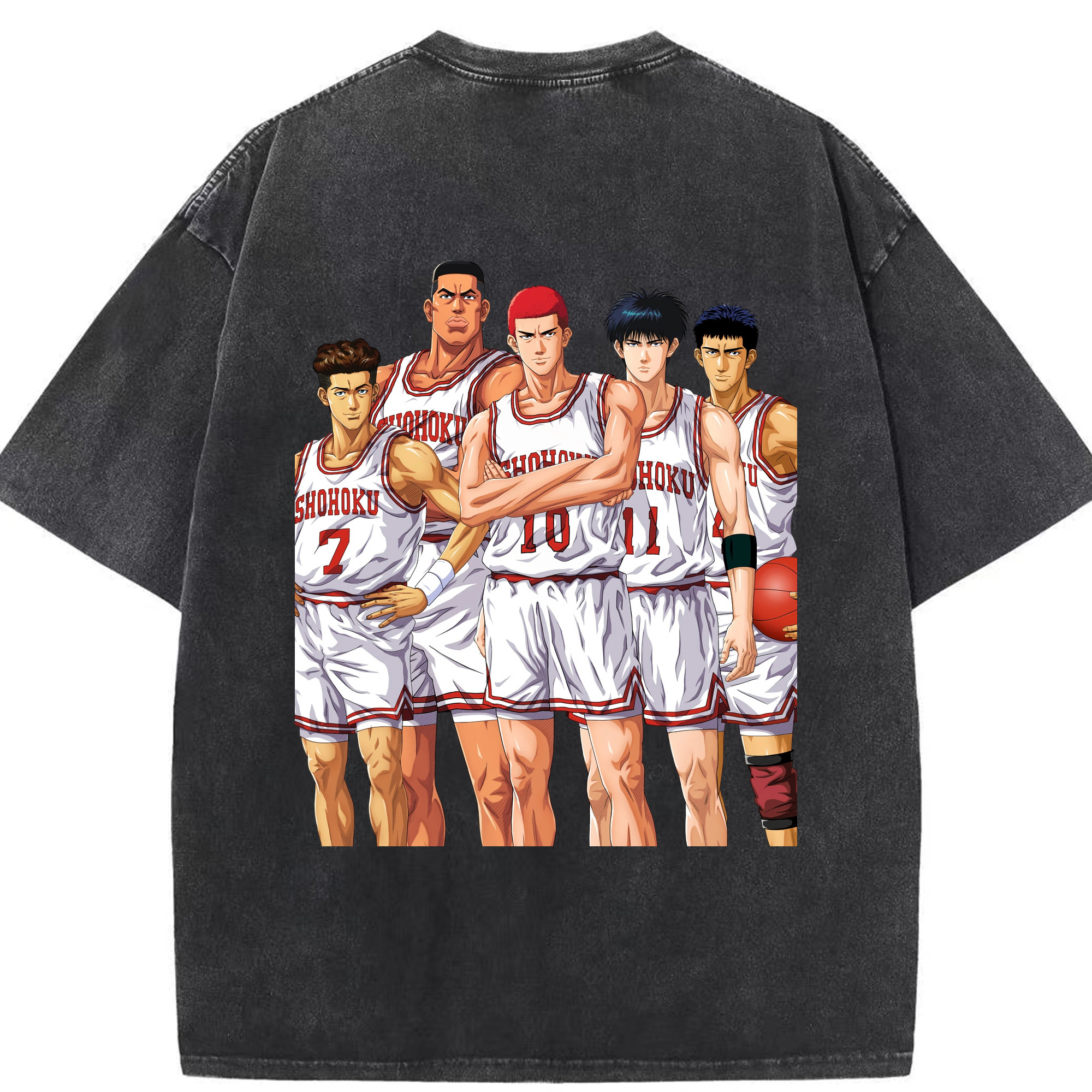SLAM DUNK／スラムダンク 綿100% ヴィンテージ風 半袖Tシャツ（背面プリント）