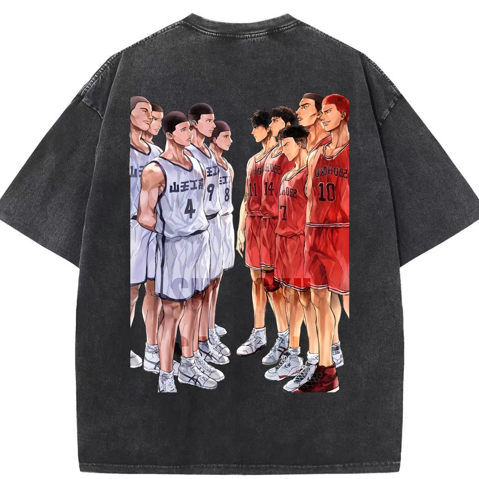 SLAM DUNK／スラムダンク 綿100% ヴィンテージ風 半袖Tシャツ（背面プリント）