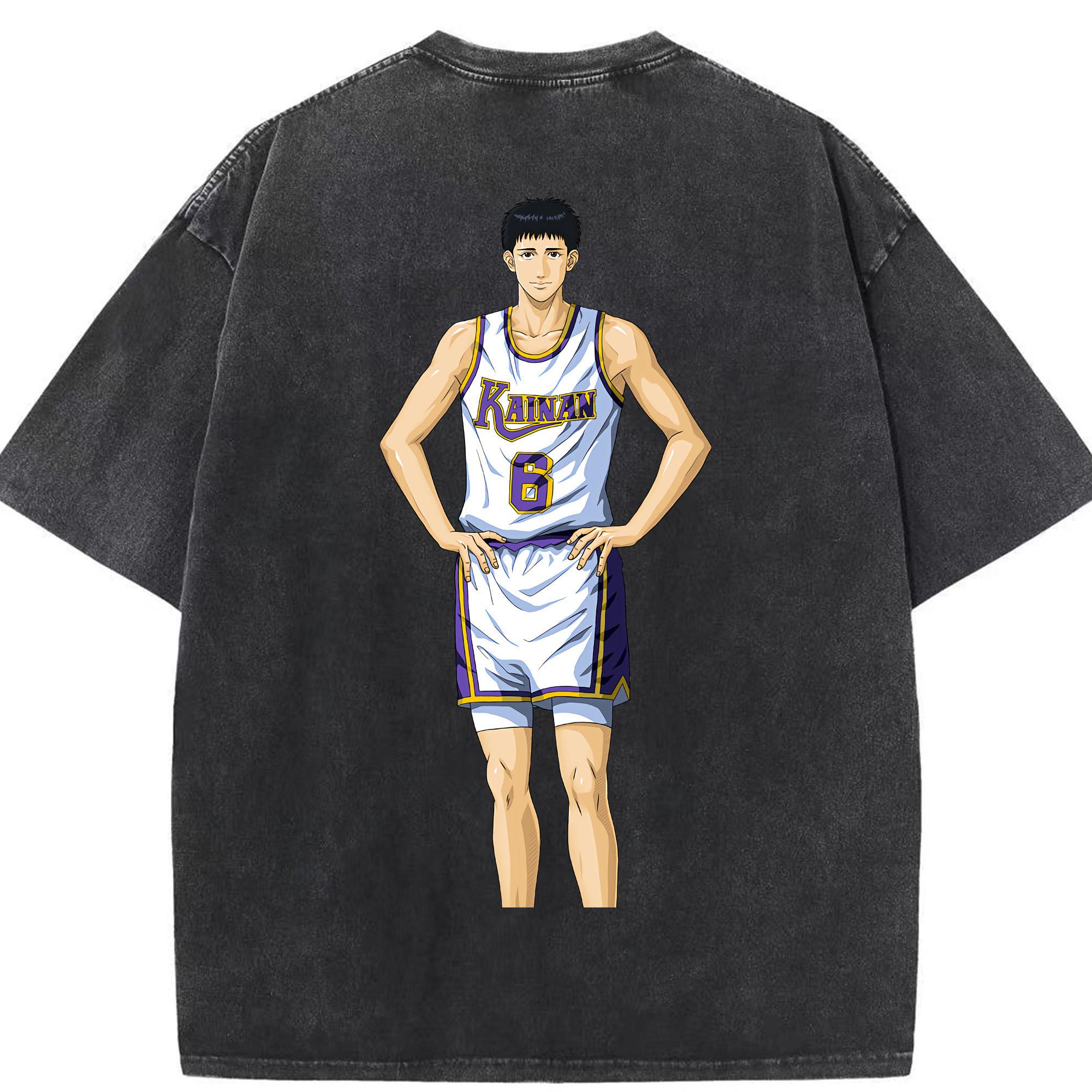 SLAM DUNK／スラムダンク 綿100% ヴィンテージ風 半袖Tシャツ（背面プリント）