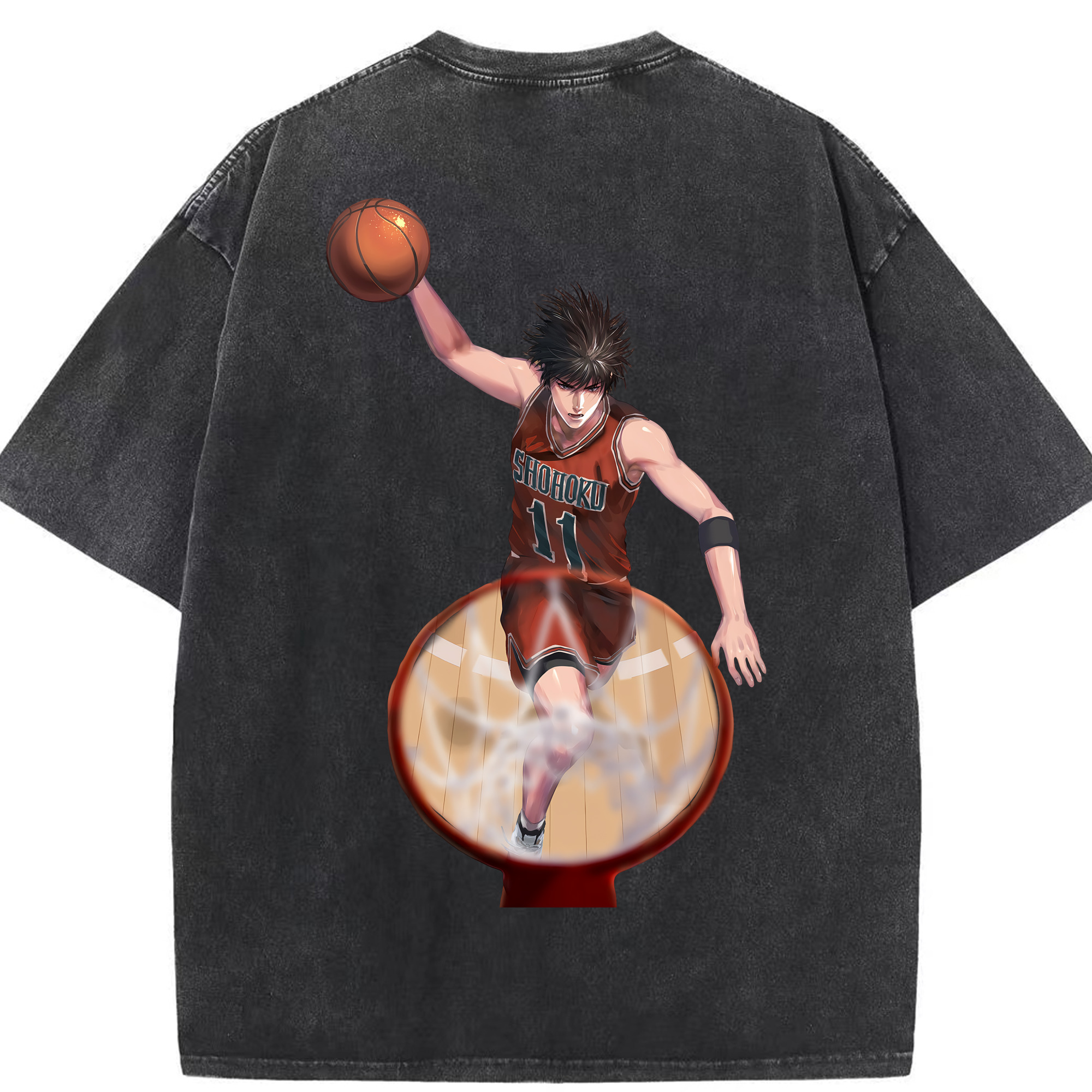 （画像用） SLAM DUNK／スラムダンク 綿100% ヴィンテージ風 半袖Tシャツ（背面プリント）