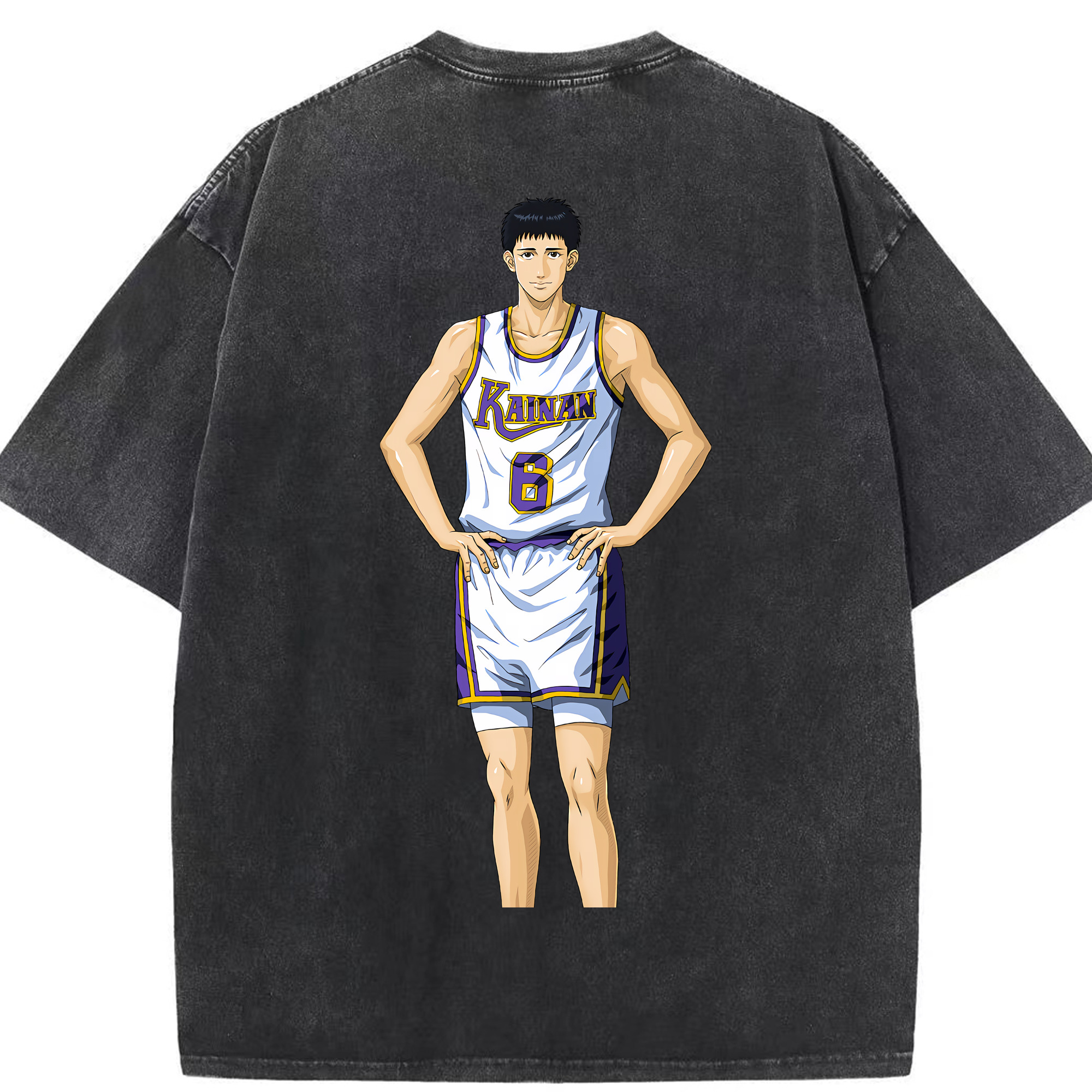 SLAM DUNK／スラムダンク 綿100% ヴィンテージ風 半袖Tシャツ（背面プリント）