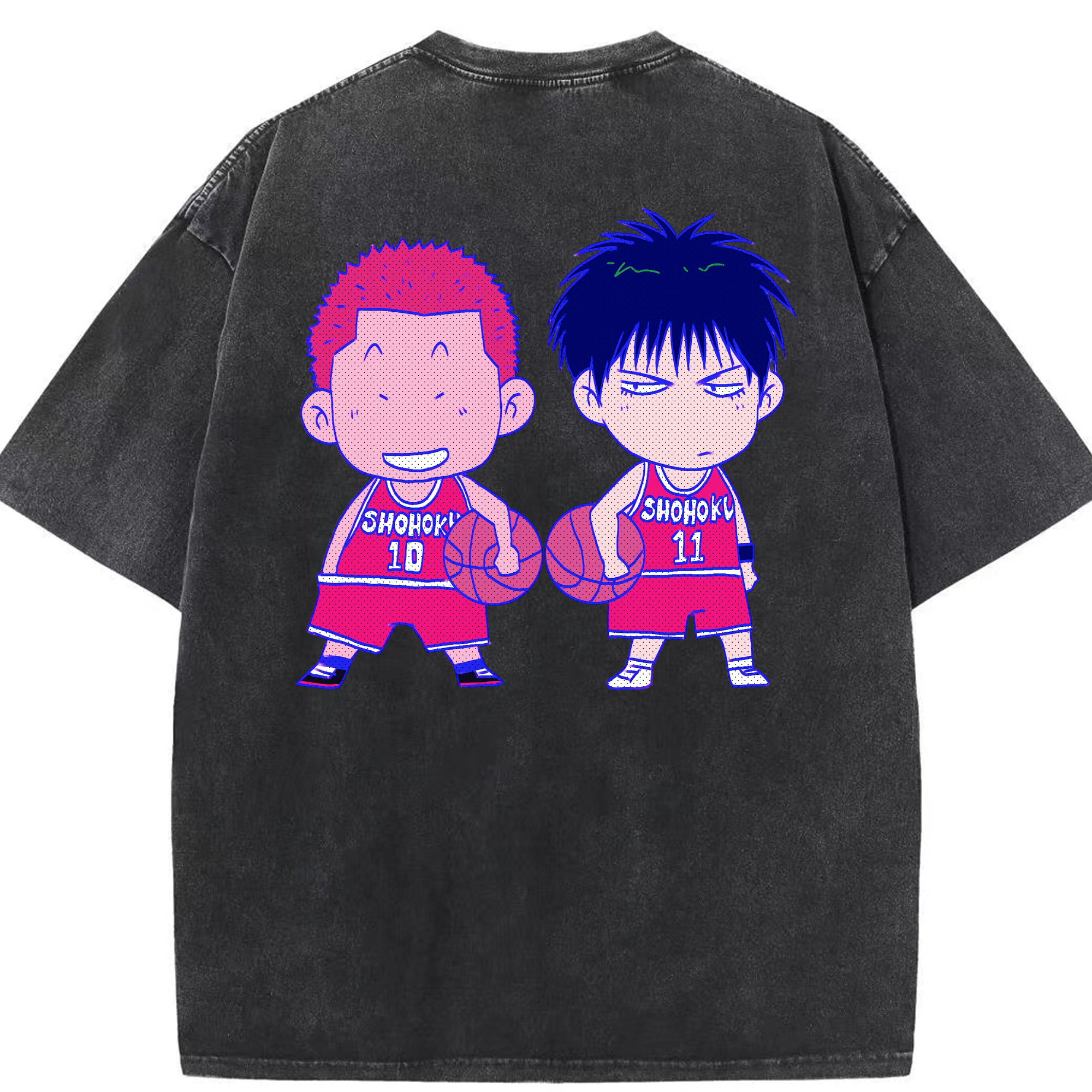 SLAM DUNK／スラムダンク 綿100% ヴィンテージ風 半袖Tシャツ（背面プリント）